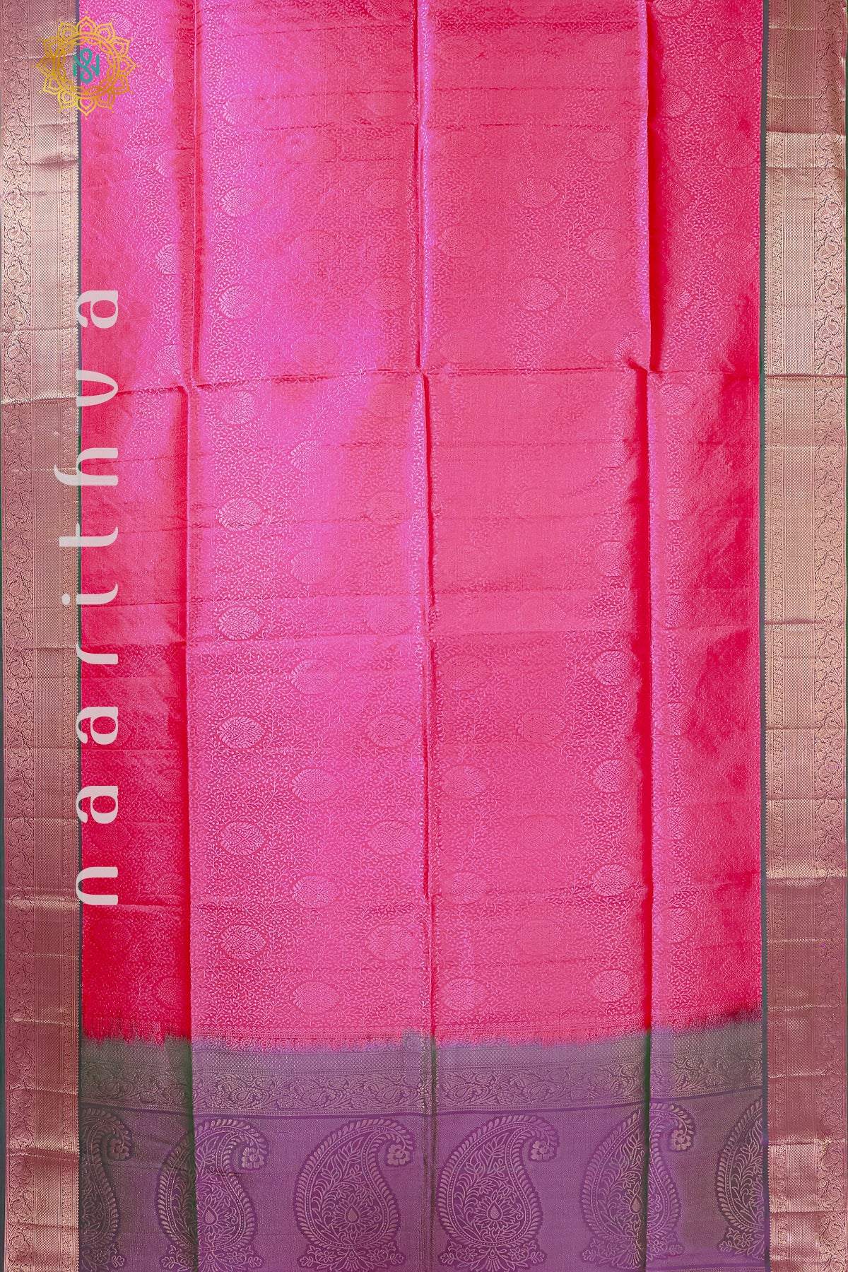 PINKISH ORANGE WITH DUAL SHADE OF GREEN - PURE KANJIVARAM SOFT SILK