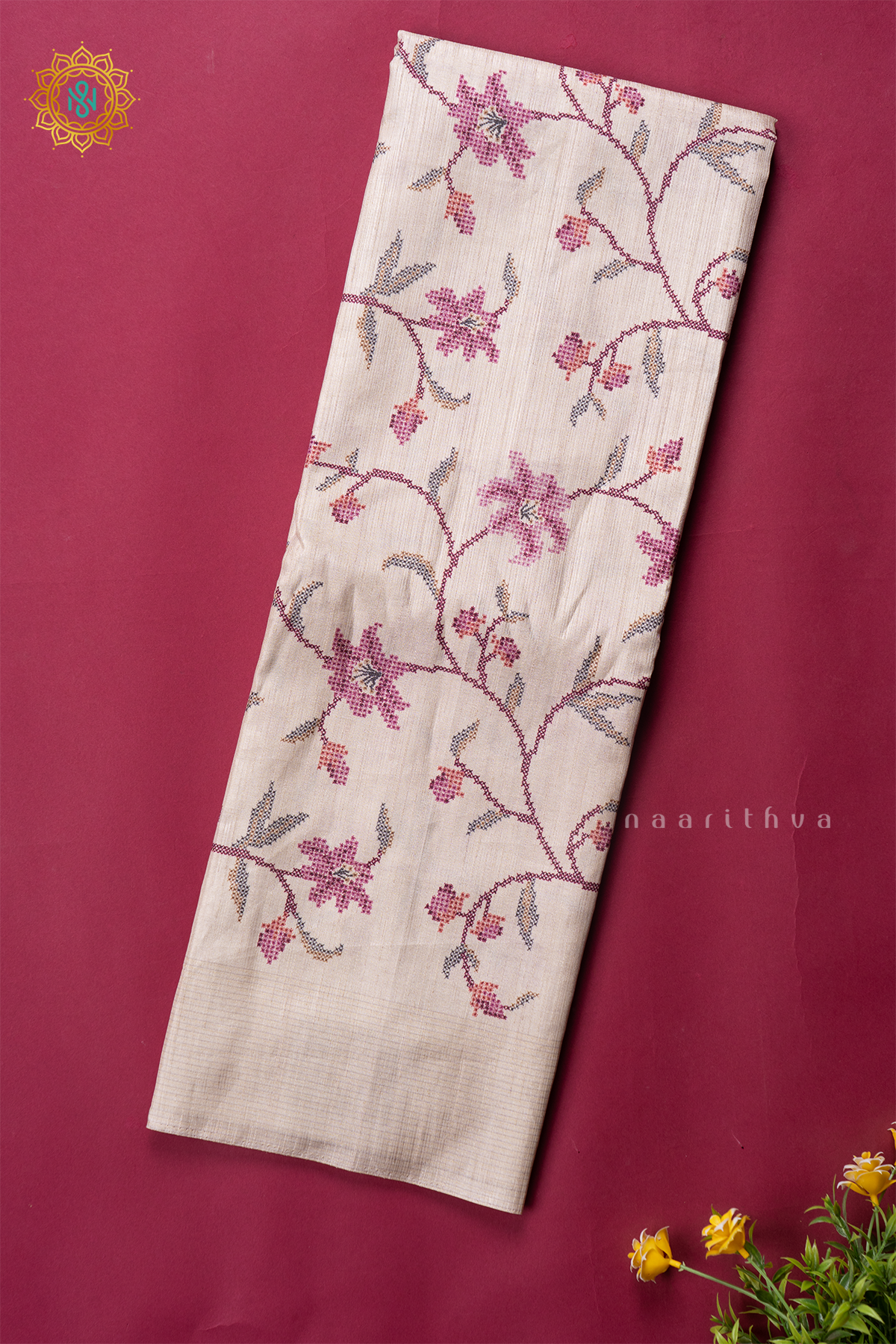 OFF WHITE WITH LAVENDER - KOTHA TUSSAR