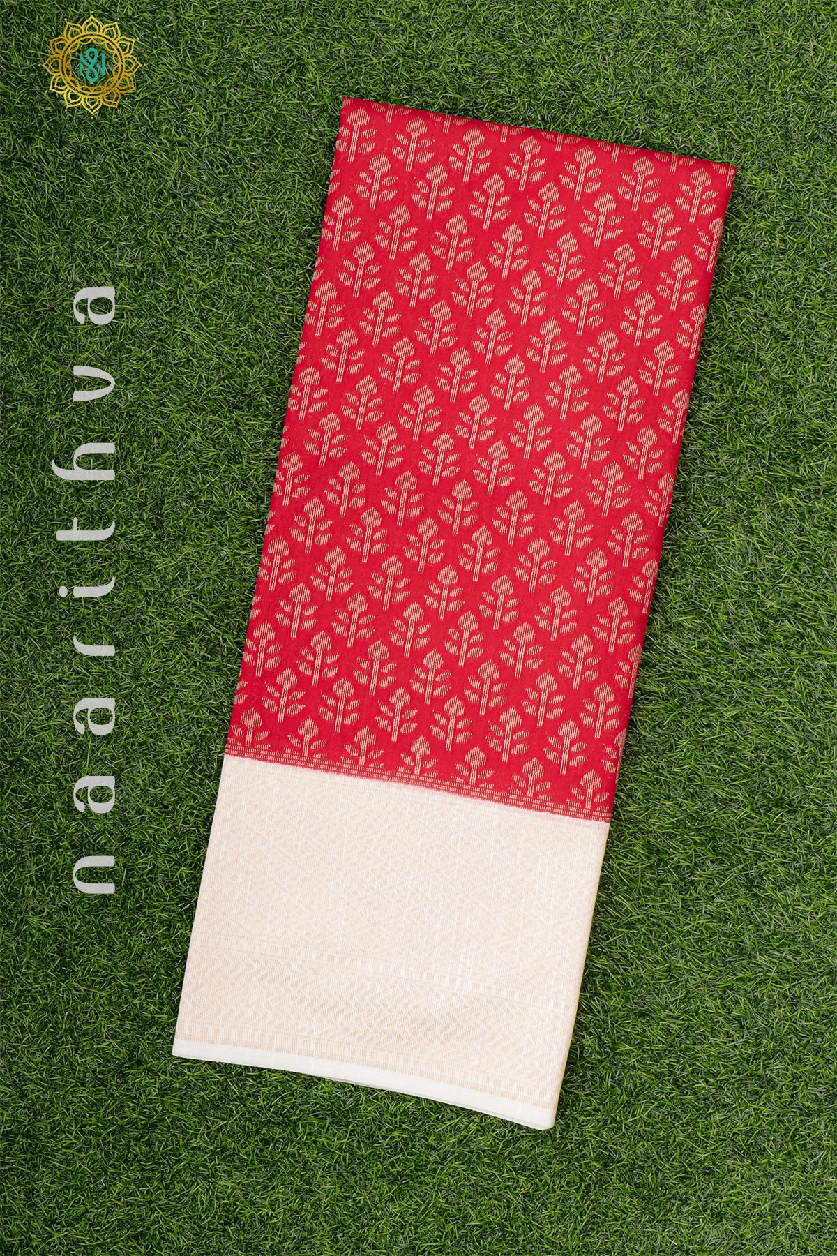 RED WITH OFF WHITE - JUTE COTTON