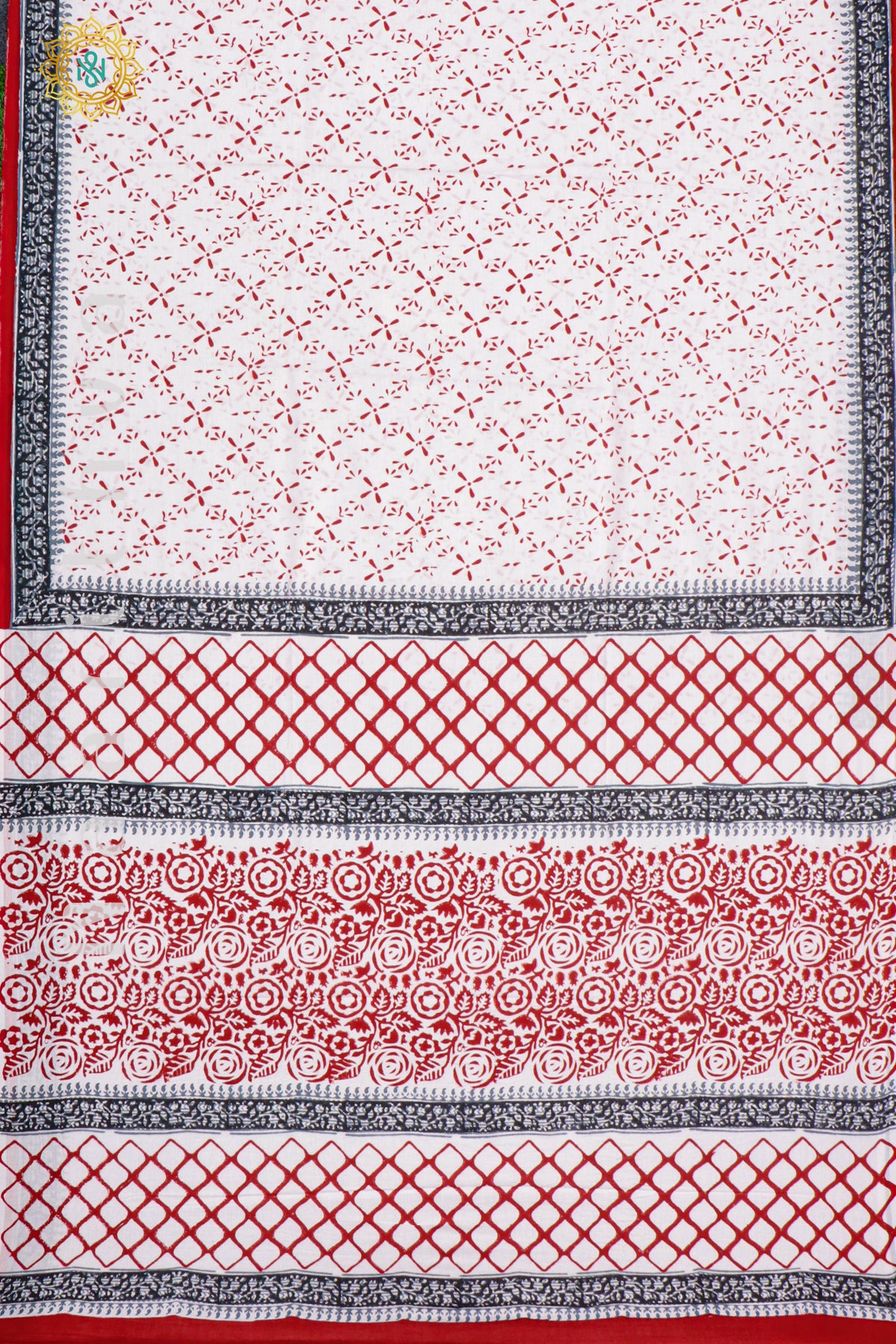 WHITE WITH RED - MUL COTTON