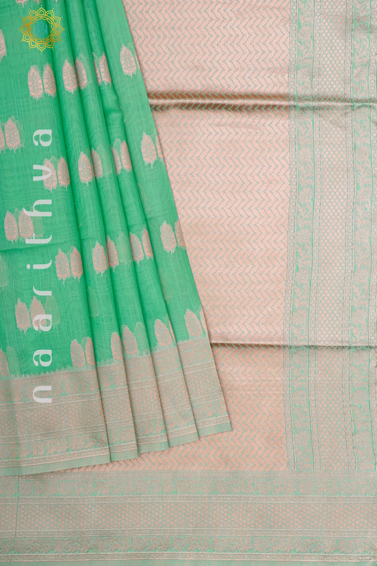 AQUA GREEN - SEMI RAW SILK