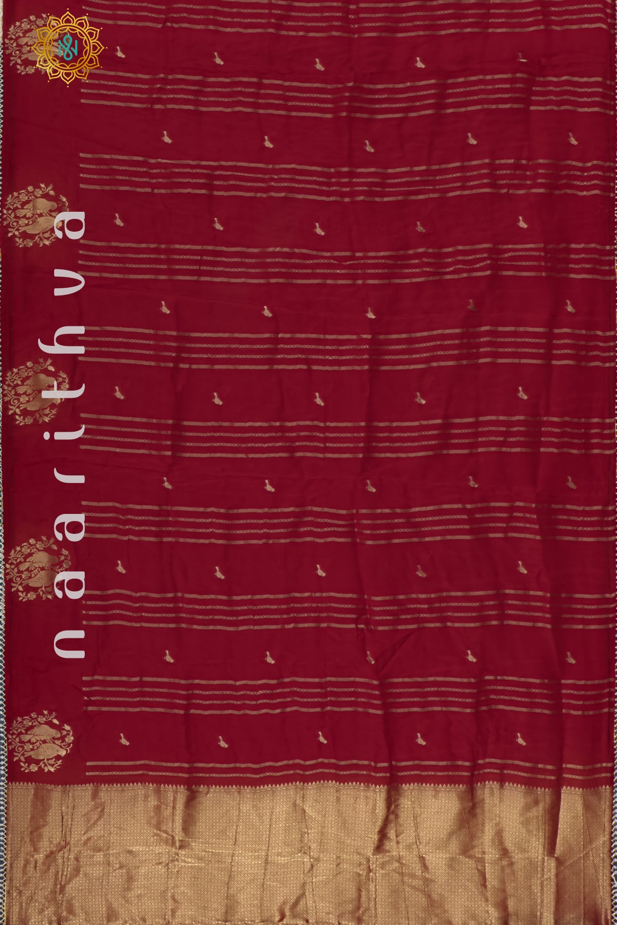 RED WITH BOTTLE GREEN - DOLA SILK