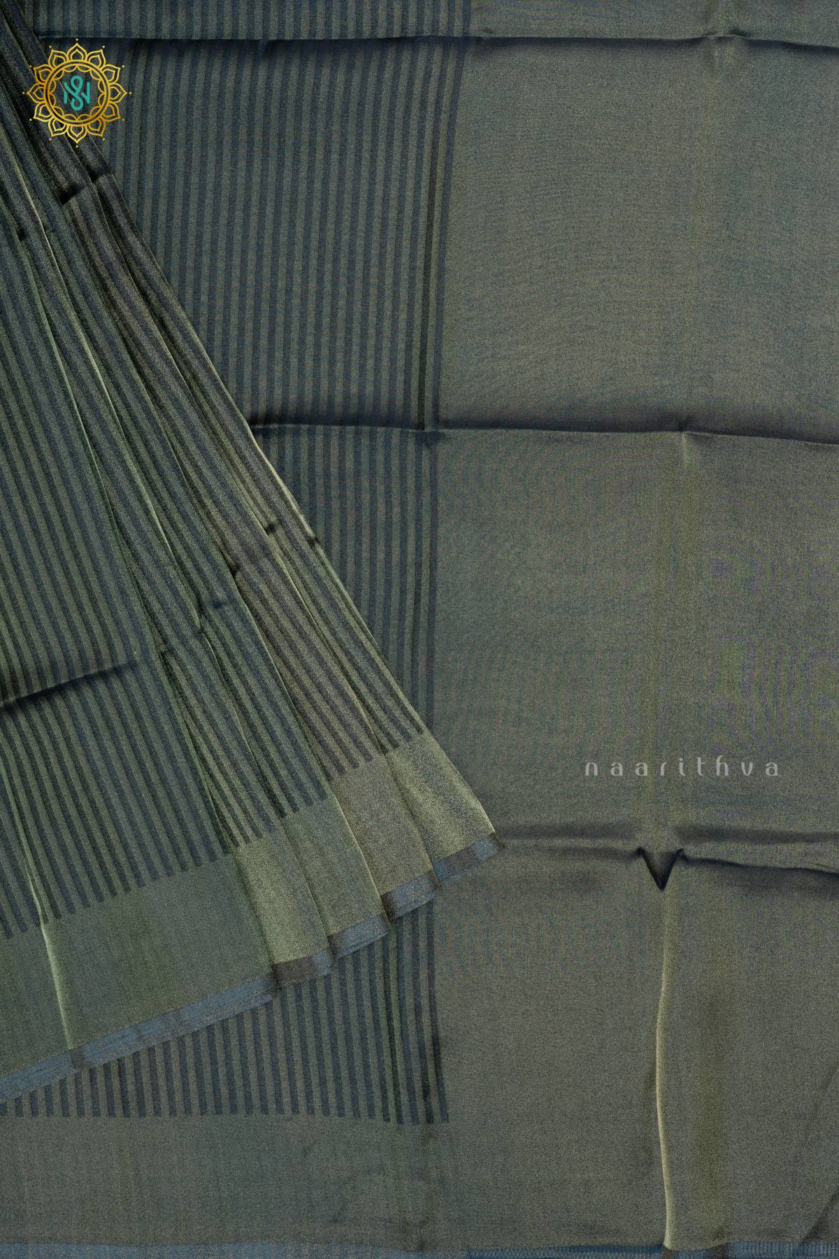 PEACOCK BLUE - SEMI TISSUE SAREE