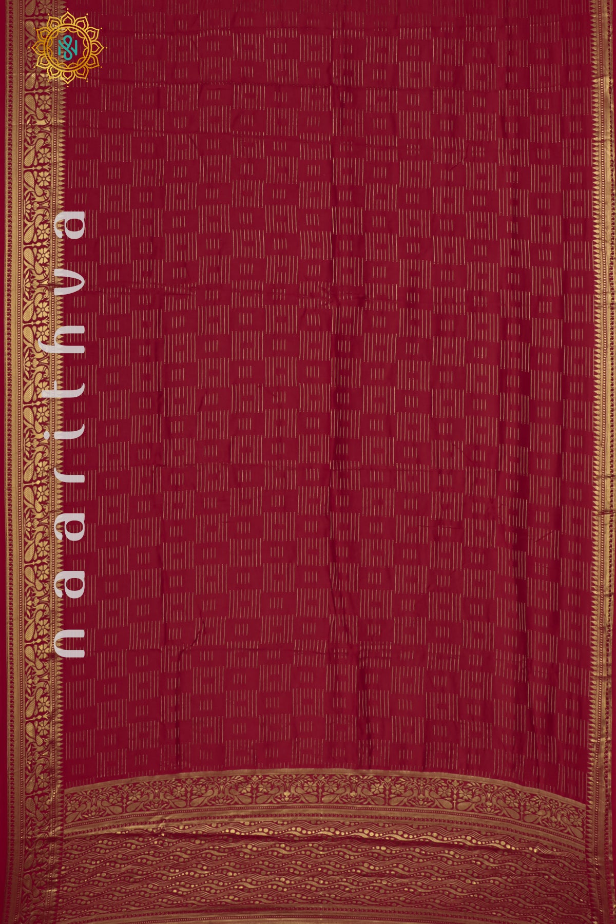 RED WITH BOTTLE GREEN - DOLA SILK