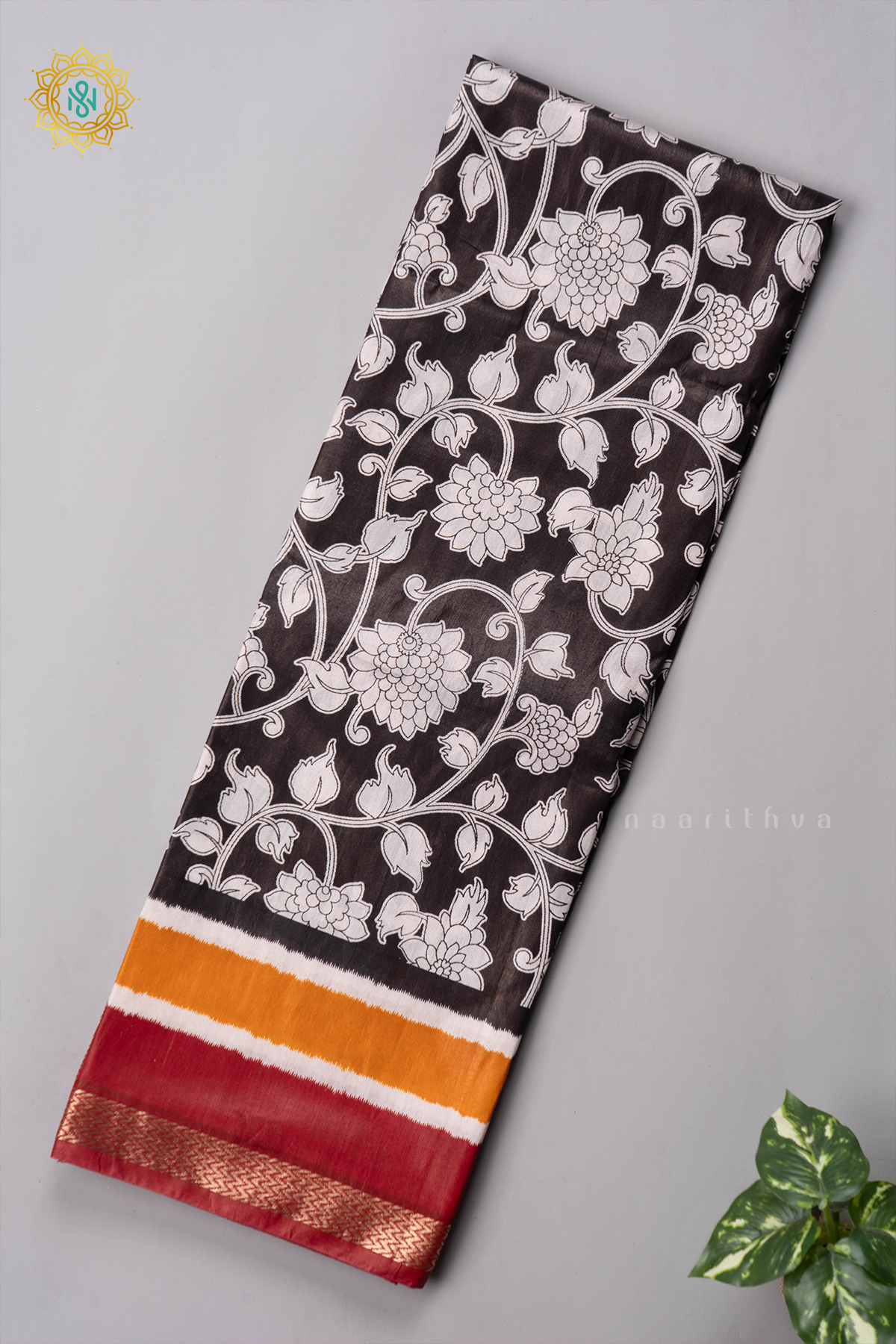 BLACK WITH MAROON - VISCOSE COTTON