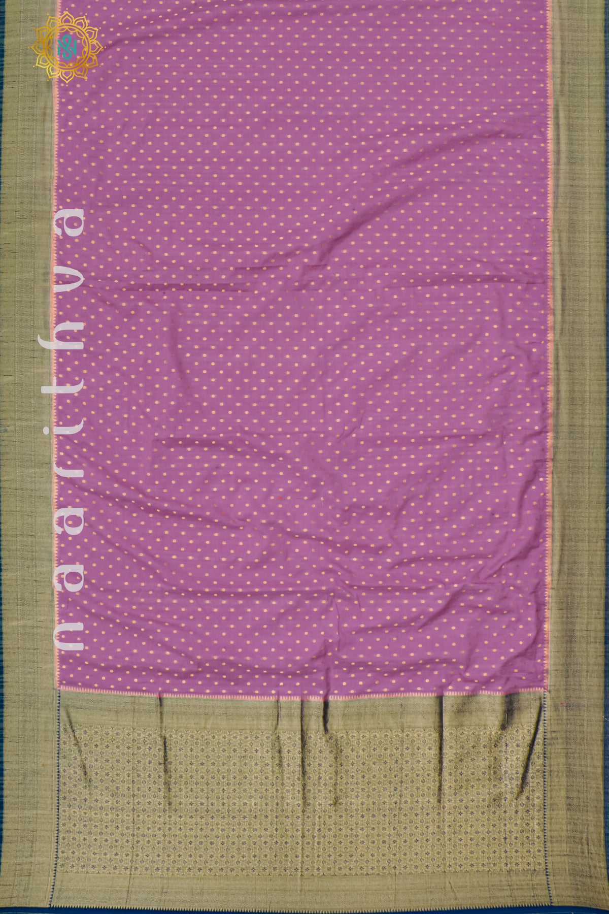 PINKISH LAVENDER WITH PEACOCK BLUE - SEMI CREPE GEORGETTE