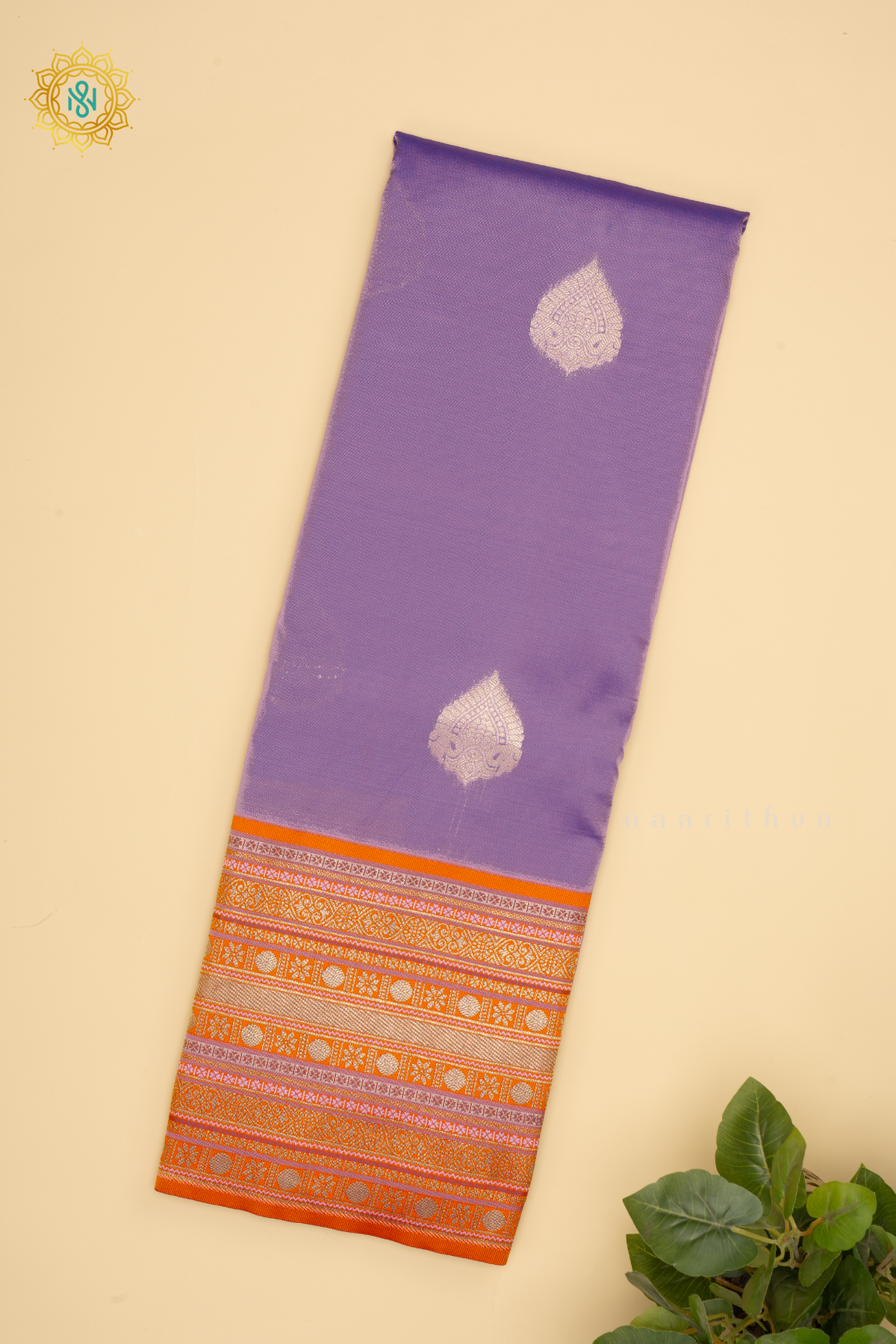 LAVENDER WITH ORANGE - SEMI KANCHI