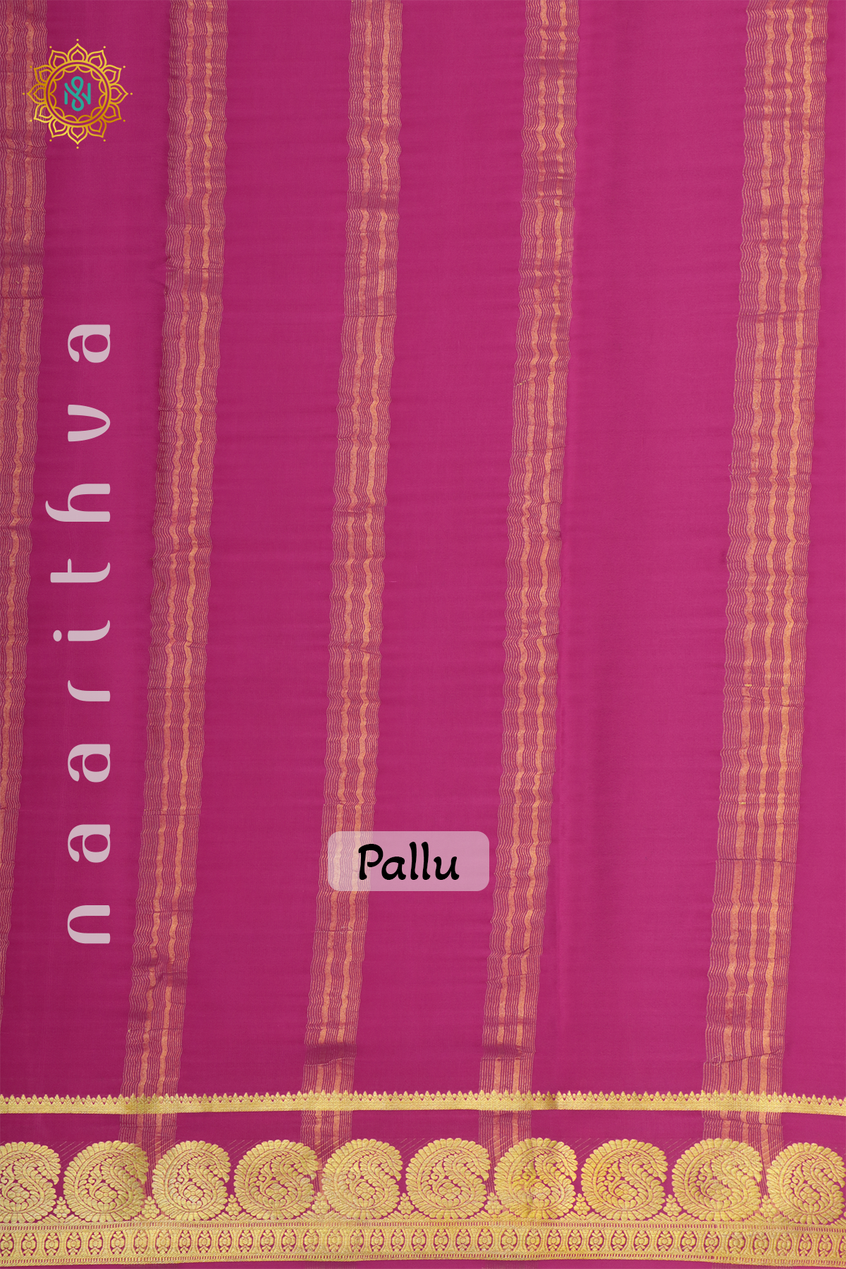 ROYAL BLUE WITH PINK - PURE MYSORE CREPE SILK