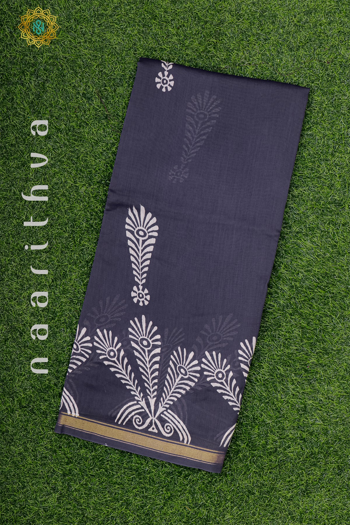 GREYISH BLUE - CHANDERI COTTON