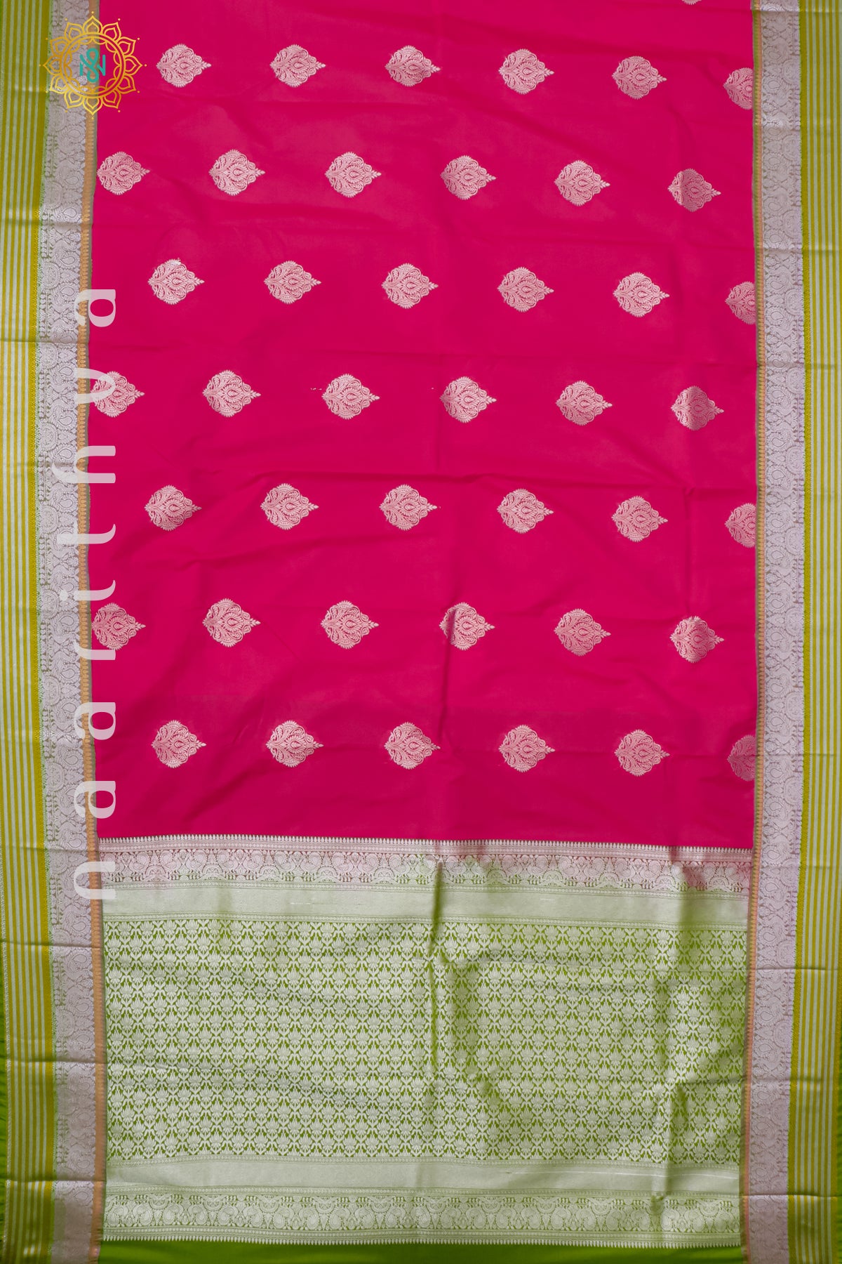 PINK WITH GREY & GREEN - SEMI KANCHI