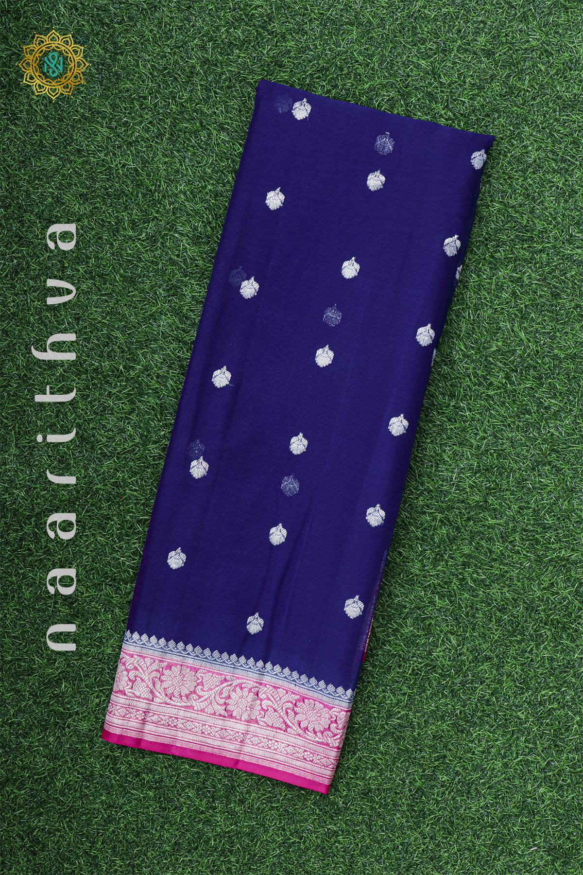 BLUE WITH PINK - PURE BANARASI CHIFFON