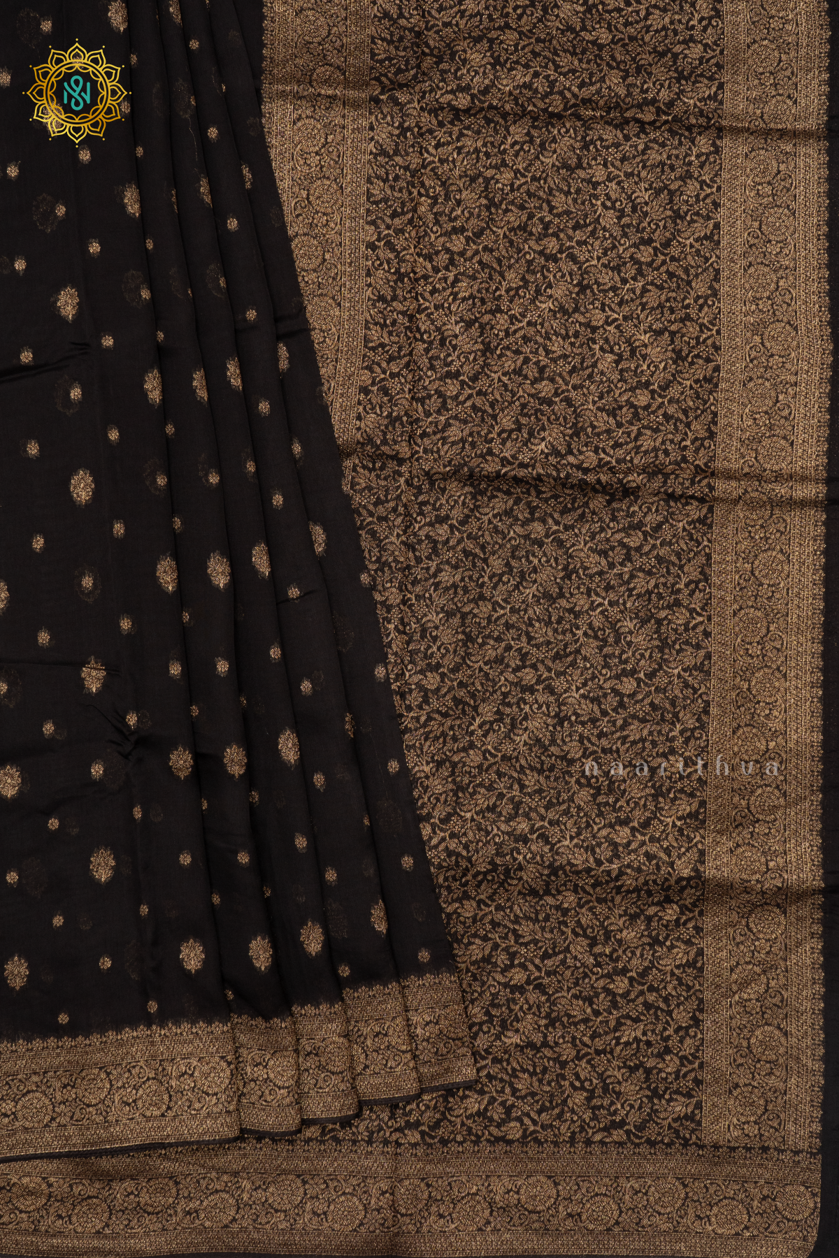 BLACK - SEMI TUSSAR SILK