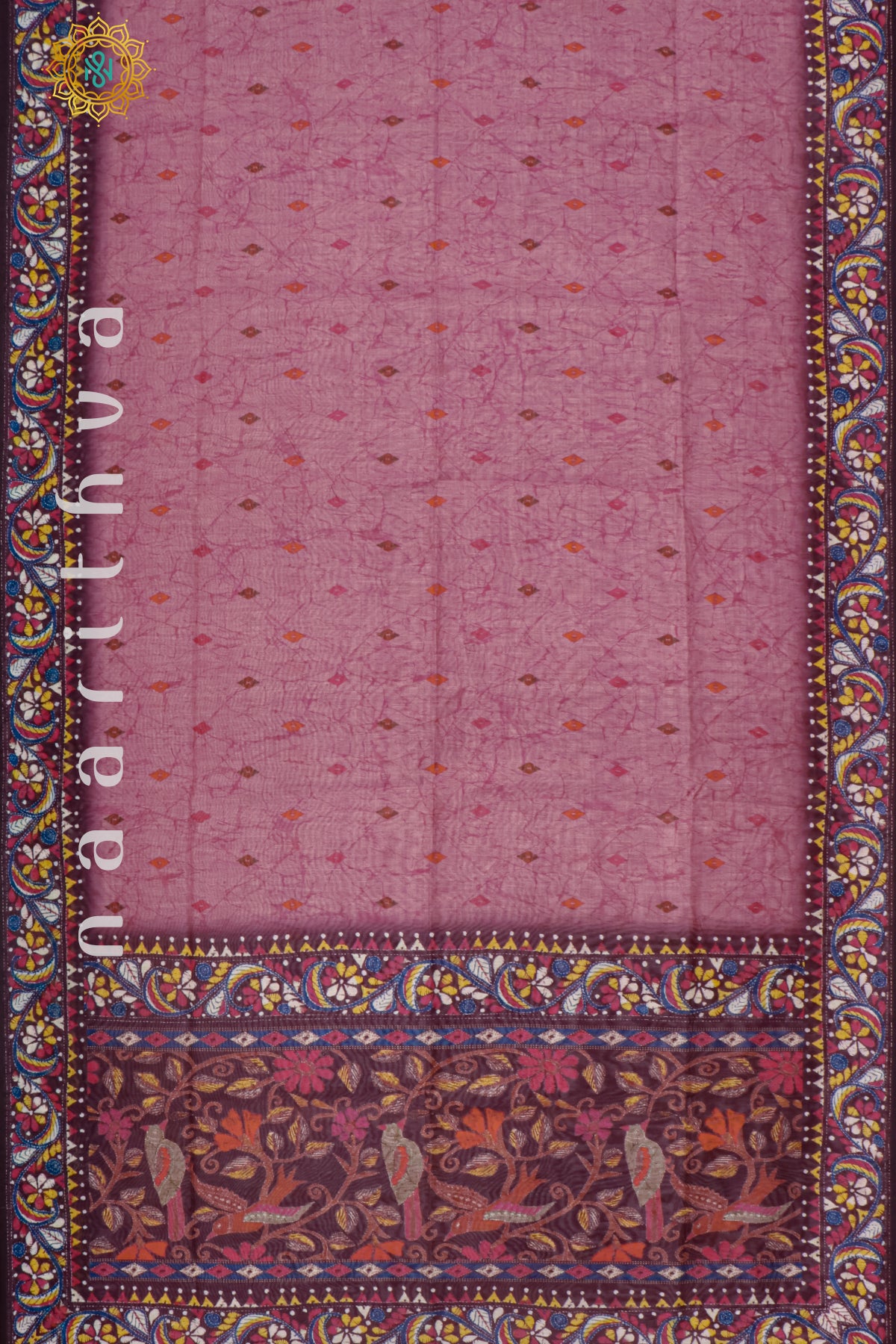 PINK WITH DEEP WINE - CHANDERI SILK COTTON