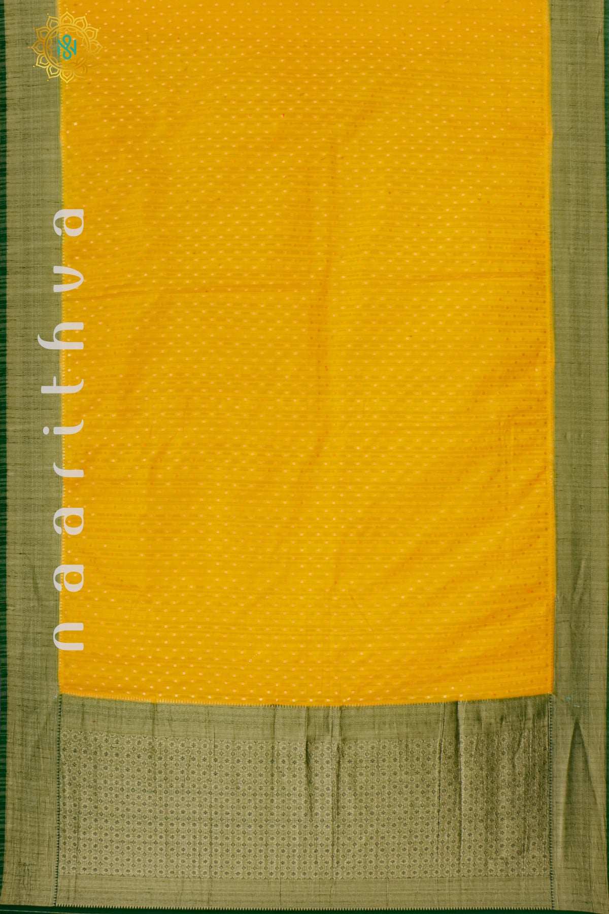 YELLOW WITH GREEN - SEMI CREPE GEORGETTE