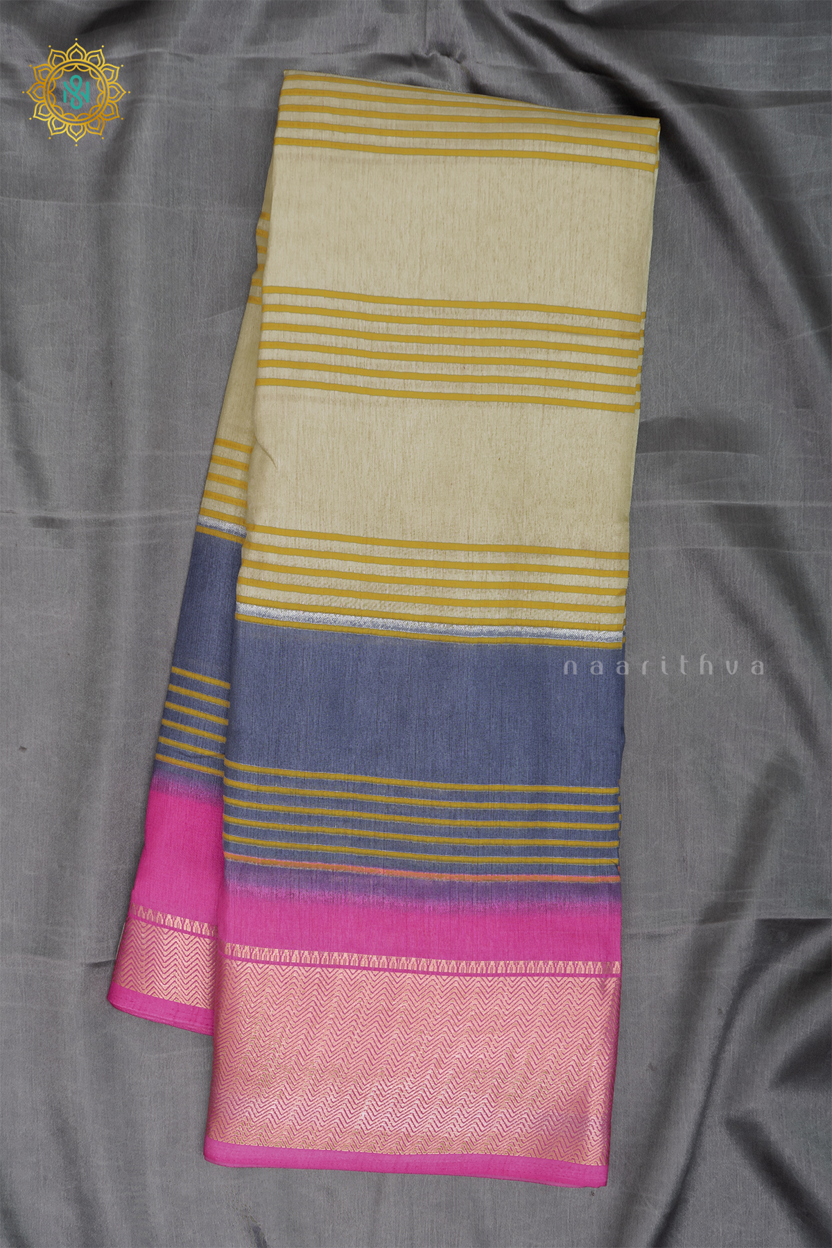 WHITE WITH GREY WITH LIGHT PINK - DOLA SILK