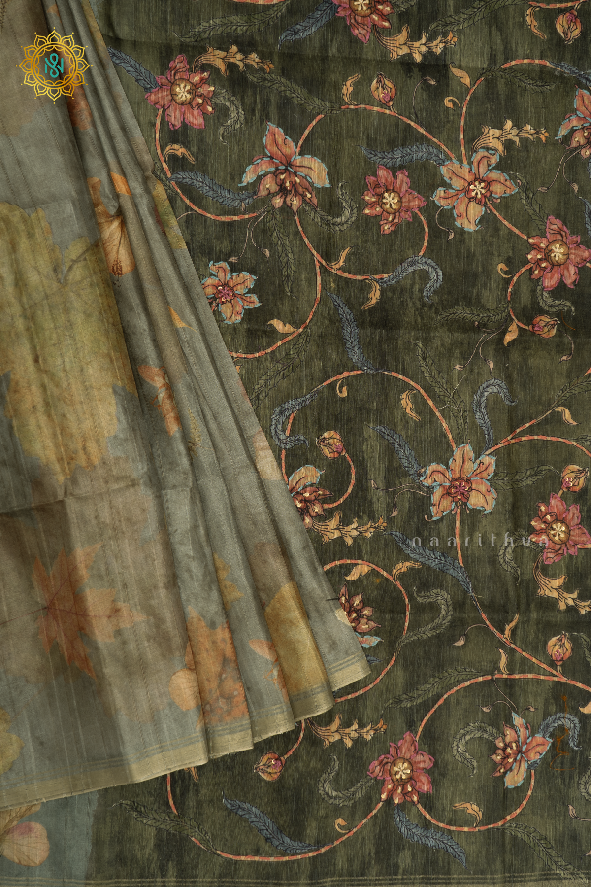 SAGE GREEN WITH BOTTLE GREEN - KOTHA TUSSAR SILK