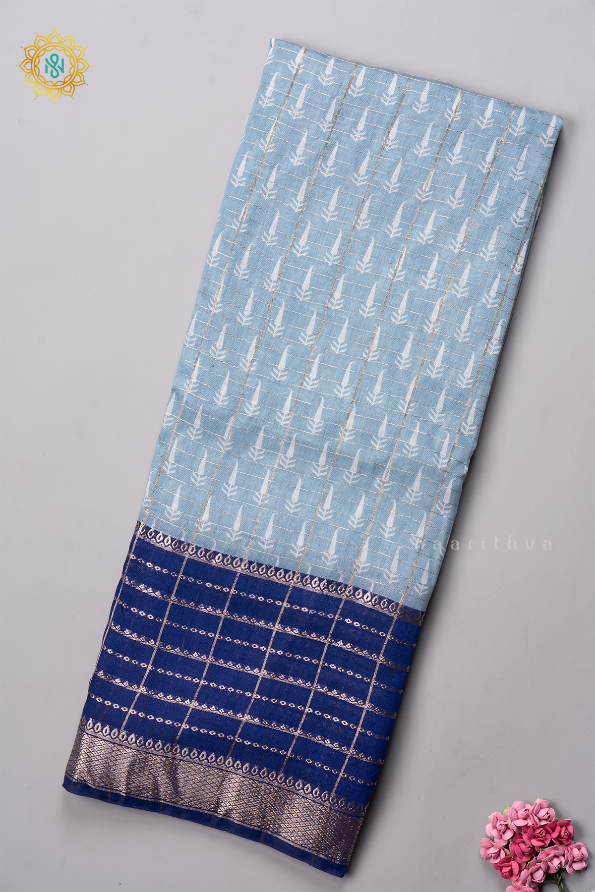 AQUA BLUE WITH  BLUE - BUTTER CREPE