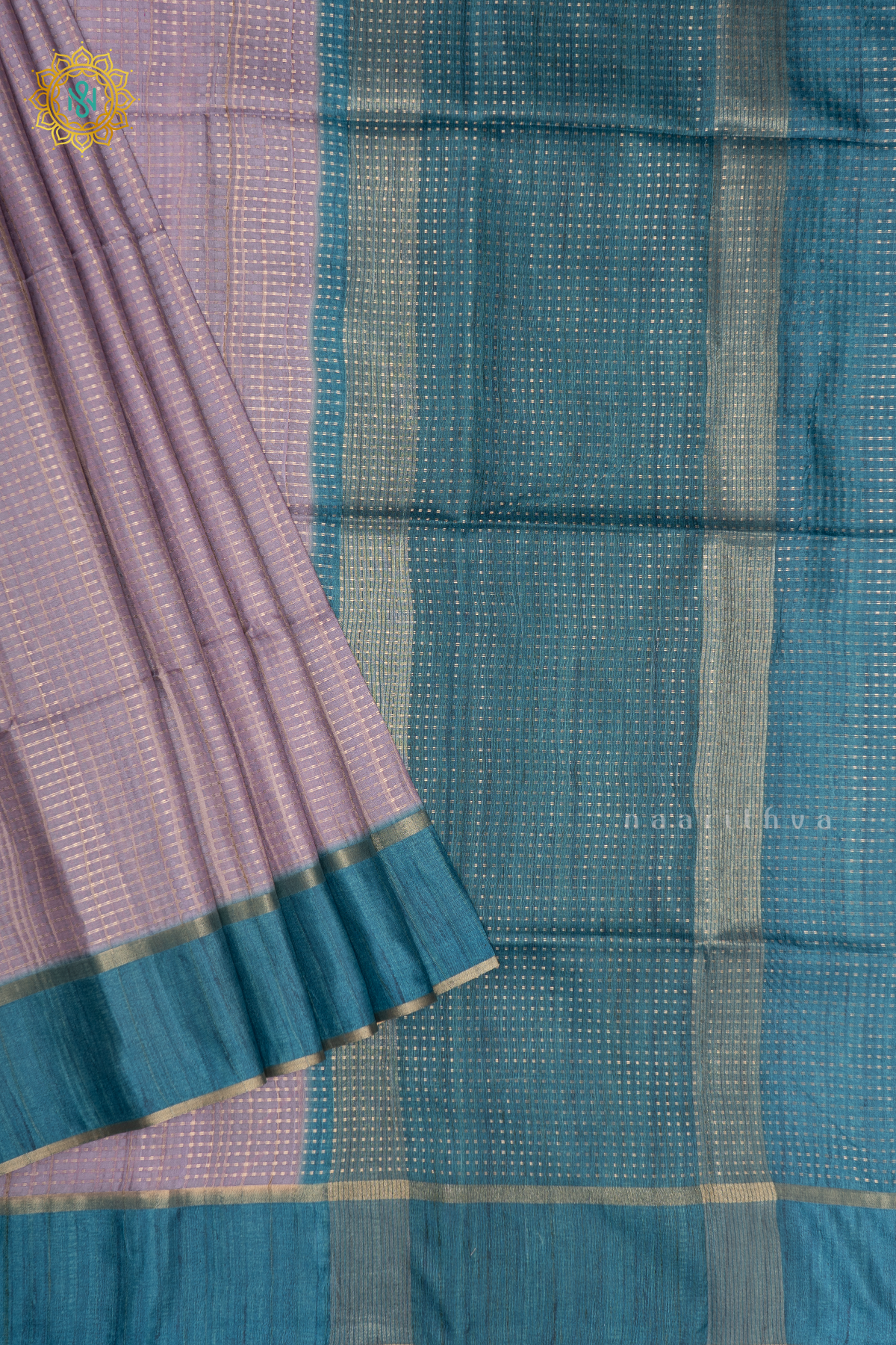 LAVENDER WITH BLUE - SEMI TUSSAR SILK