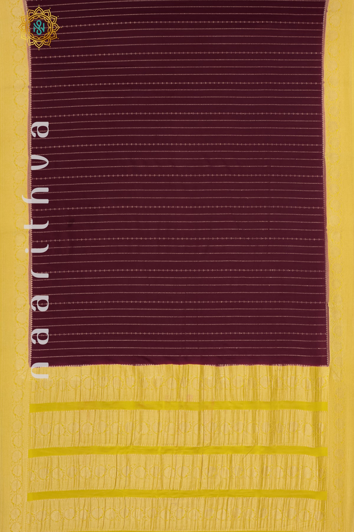 MAROON WITH YELLOW - SEMI MYSORE CREPE SILK