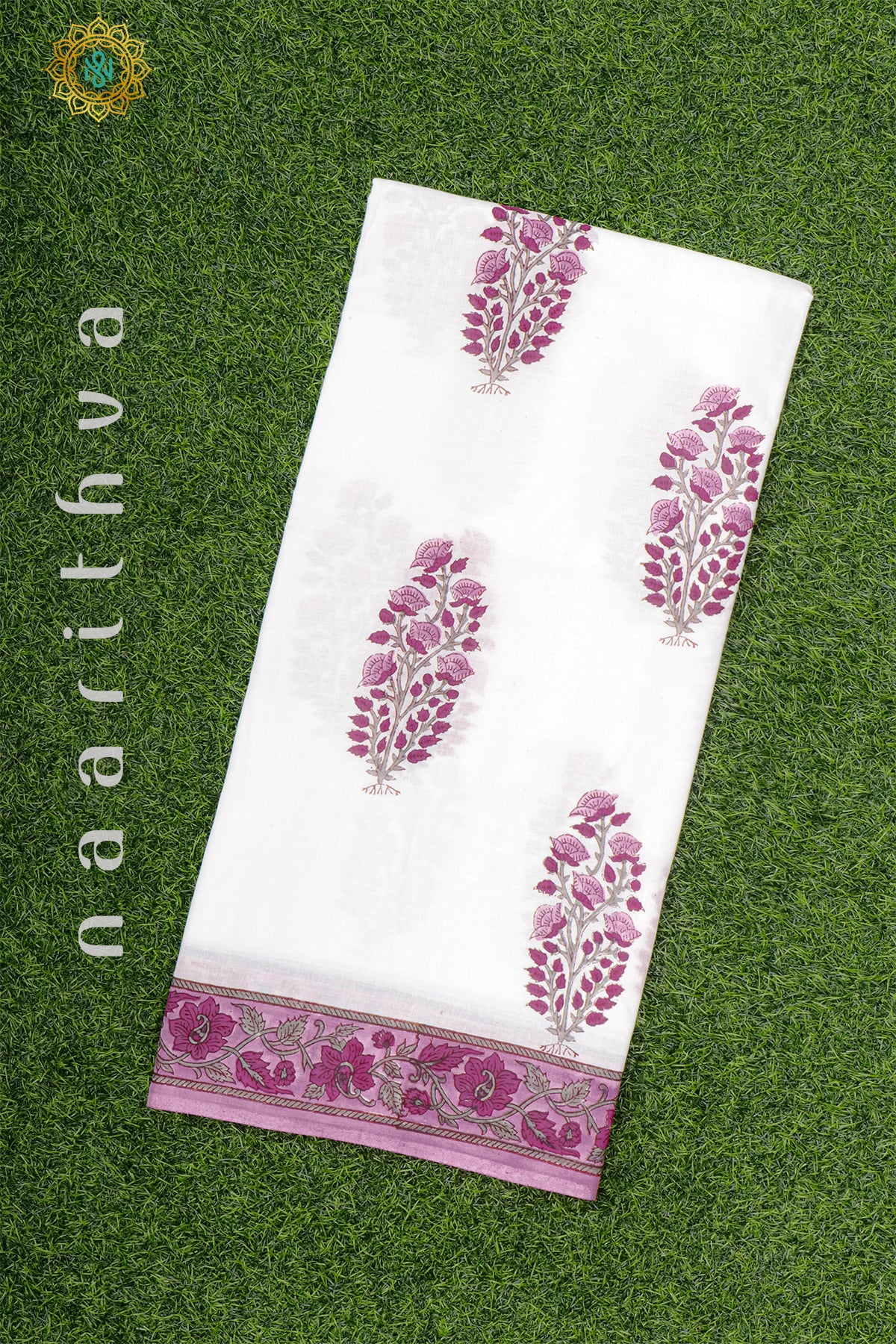 WHITE WITH MAGENTA - MUL COTTON