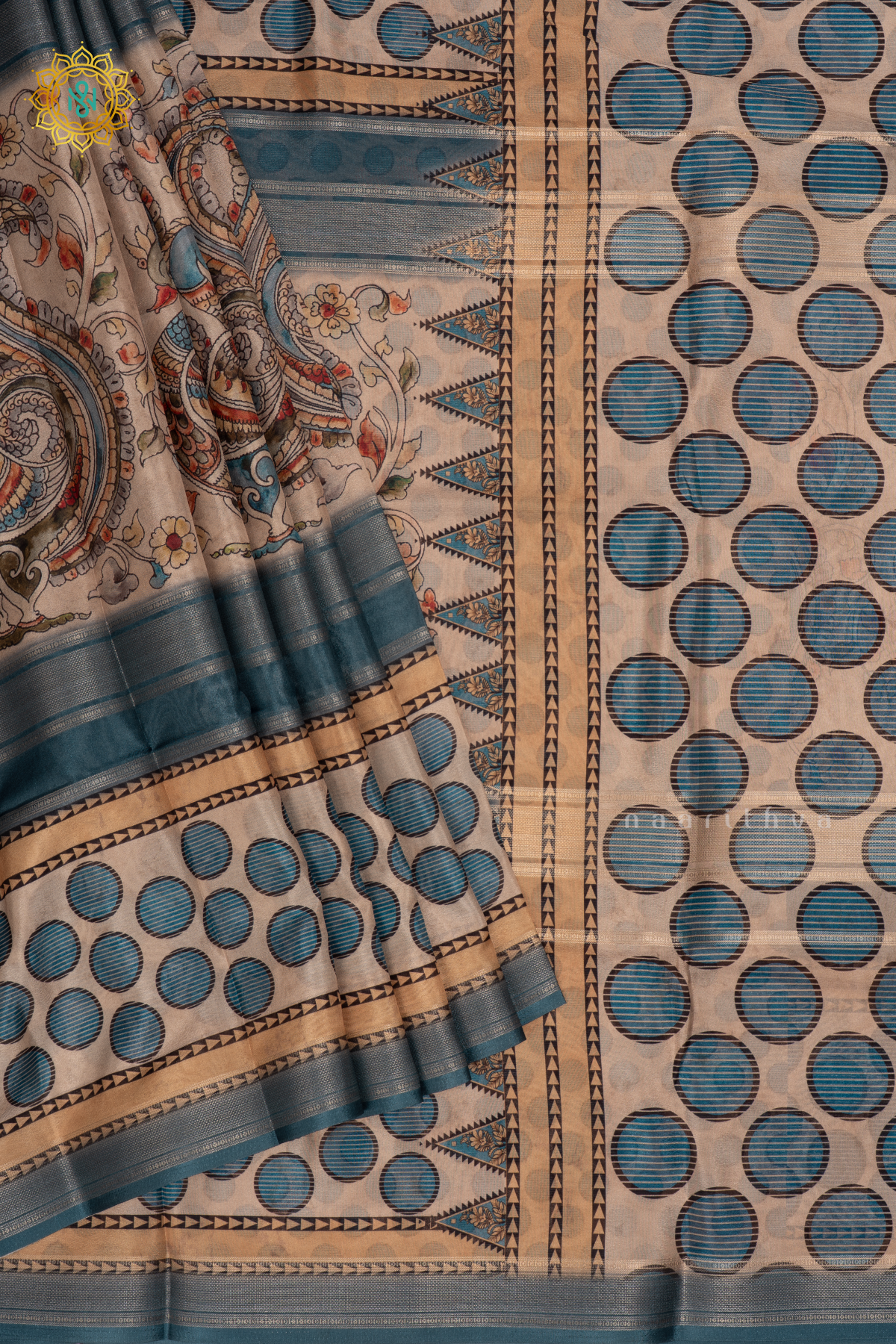 Blue - Semi Crepe Silk Saree Allover Printed Body with Zari Stripes with Pallu and Blouse
