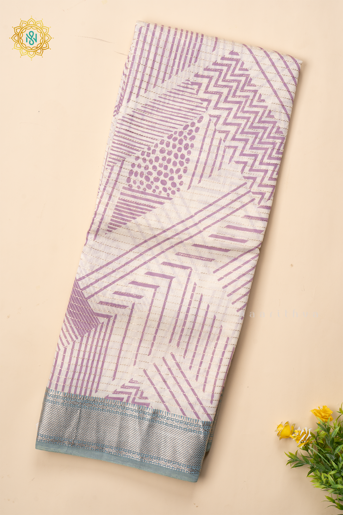 LAVENDER WITH AQUA BLUE - BUTTER CREPE