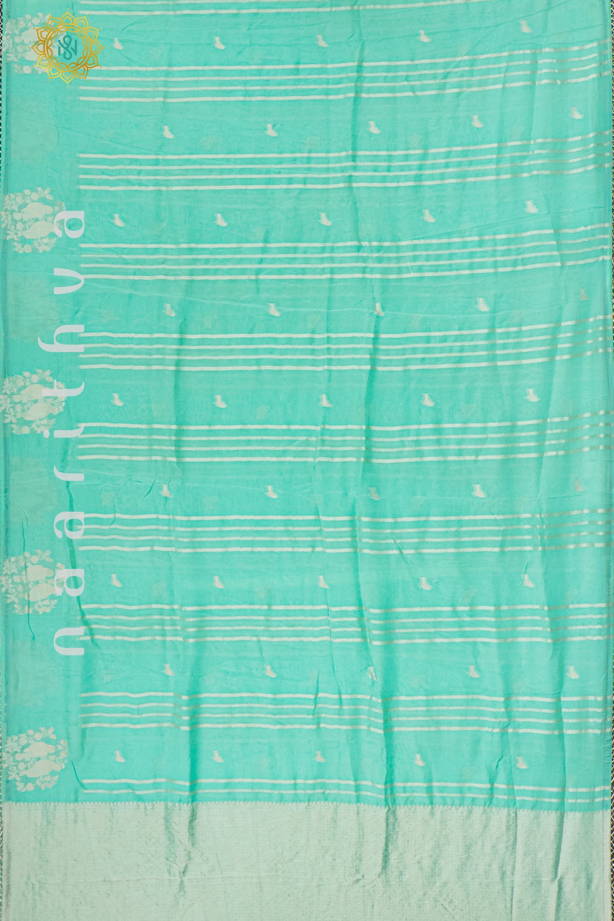 AQUA BLUE WITH TEAL BLUE - DOLA SILK