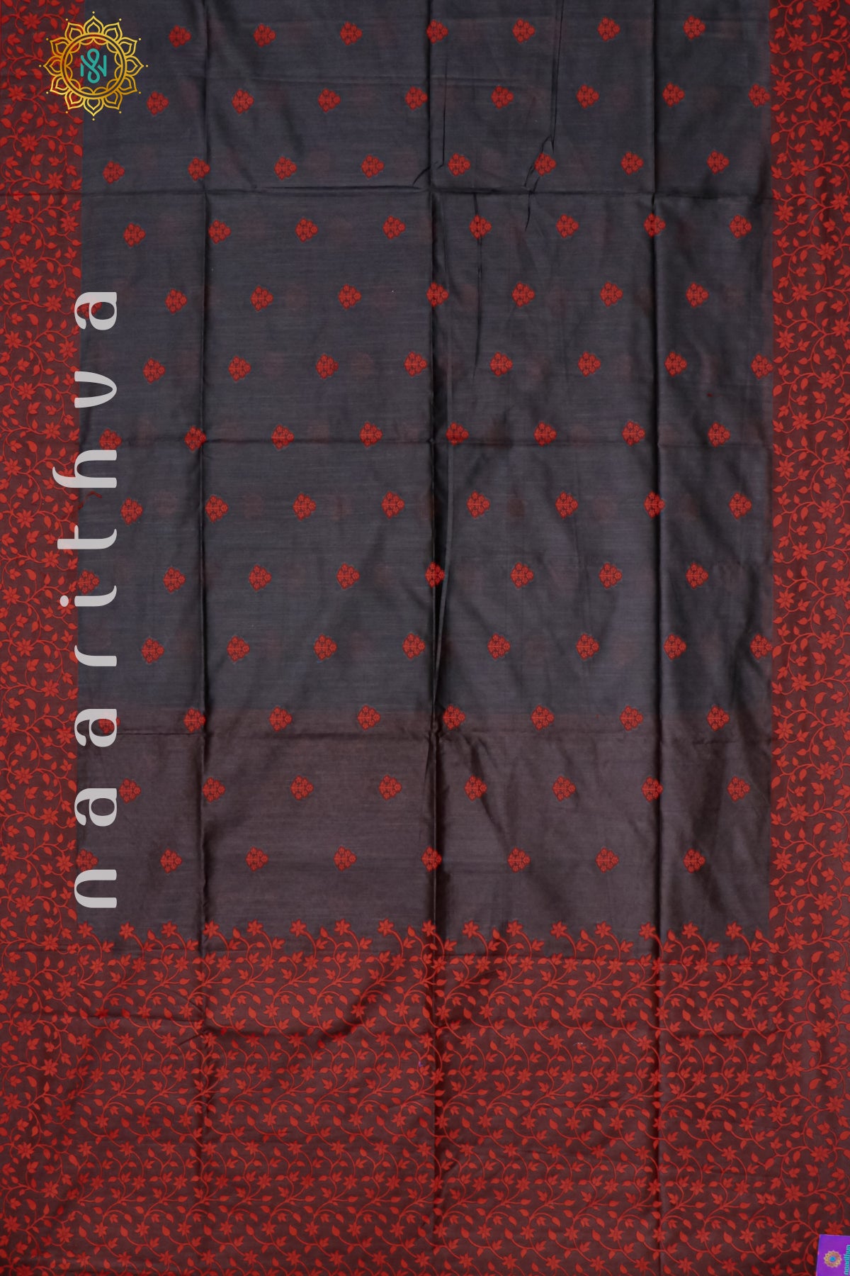 BLACK WITH RED - POLY COTTON