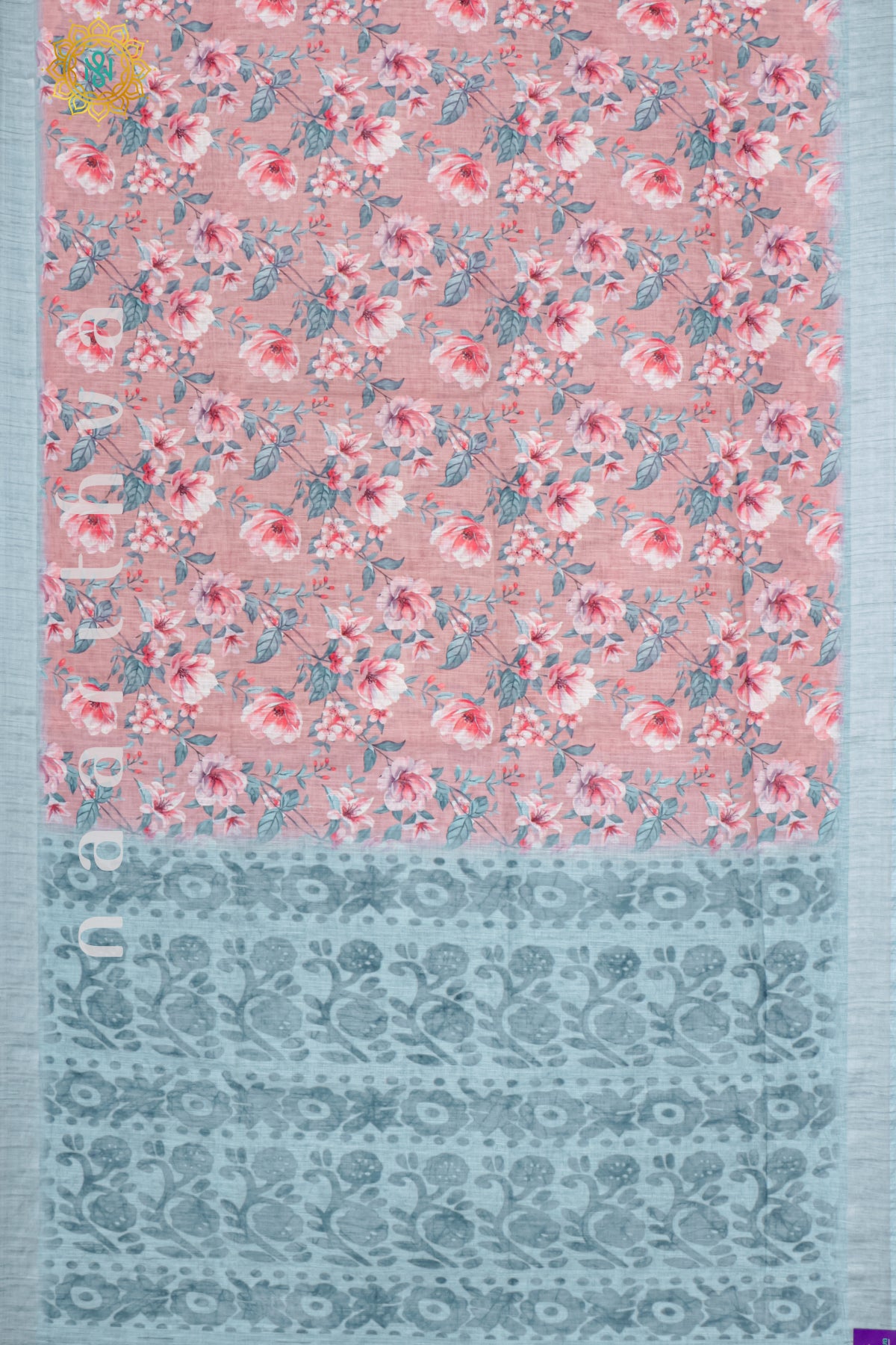 PINK WITH BLUE - LINEN BY COTTON