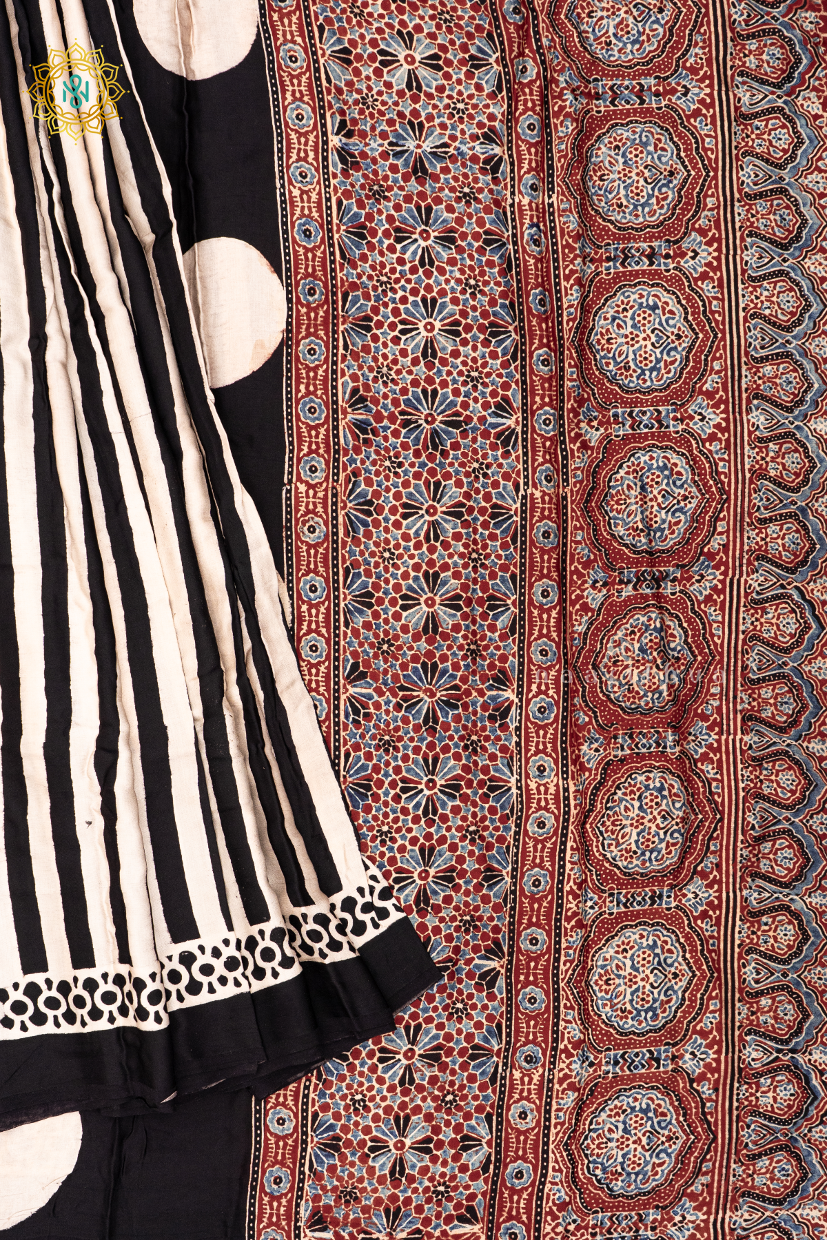 BLACK WITH WHITE & RED - MODAL SILK