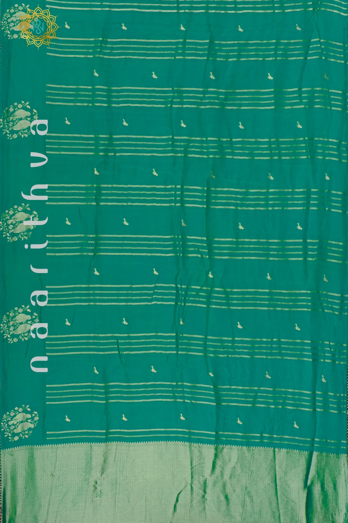 AQUA GREEN WITH TEAL BLUE - DOLA SILK