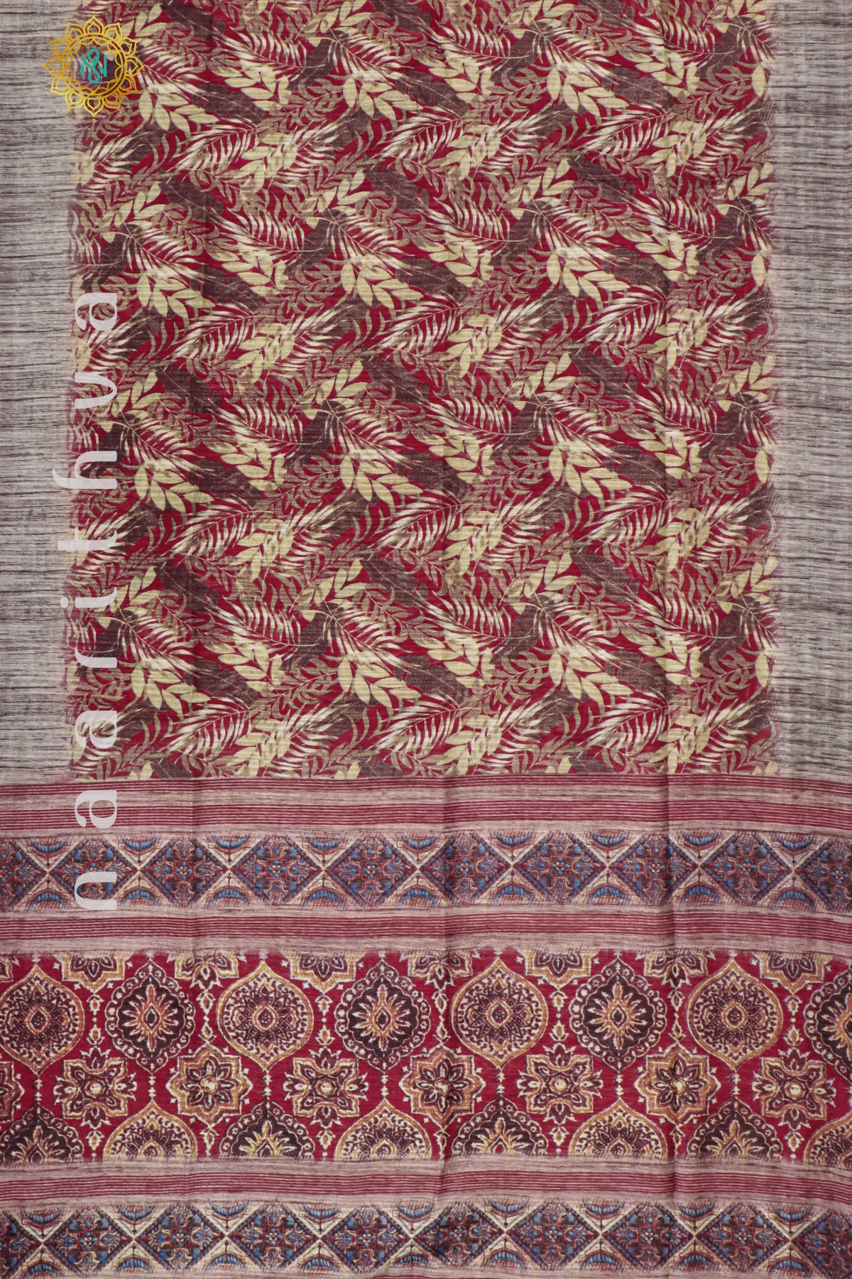 BROWN WITH RED - JUTE COTTON