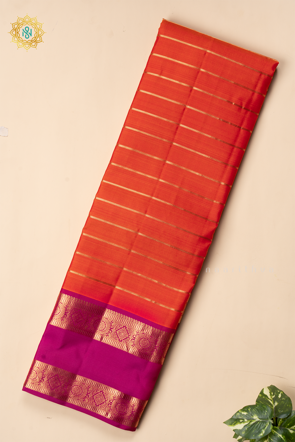 ORANGE WITH PINK - PURE KANJIVARAM SILK