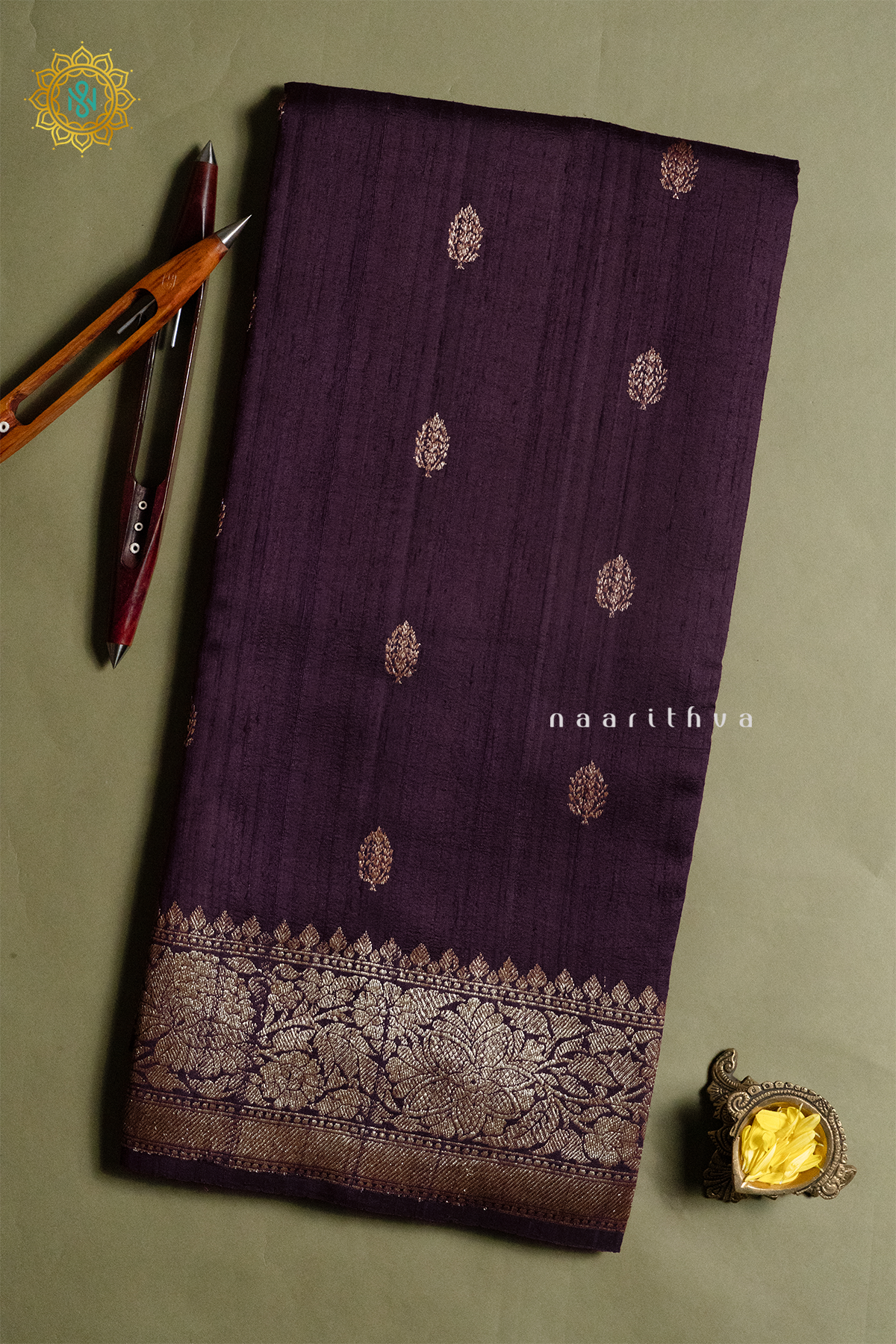 DEEP WINE WITH MAROON - PURE BANARASI RAW SILK