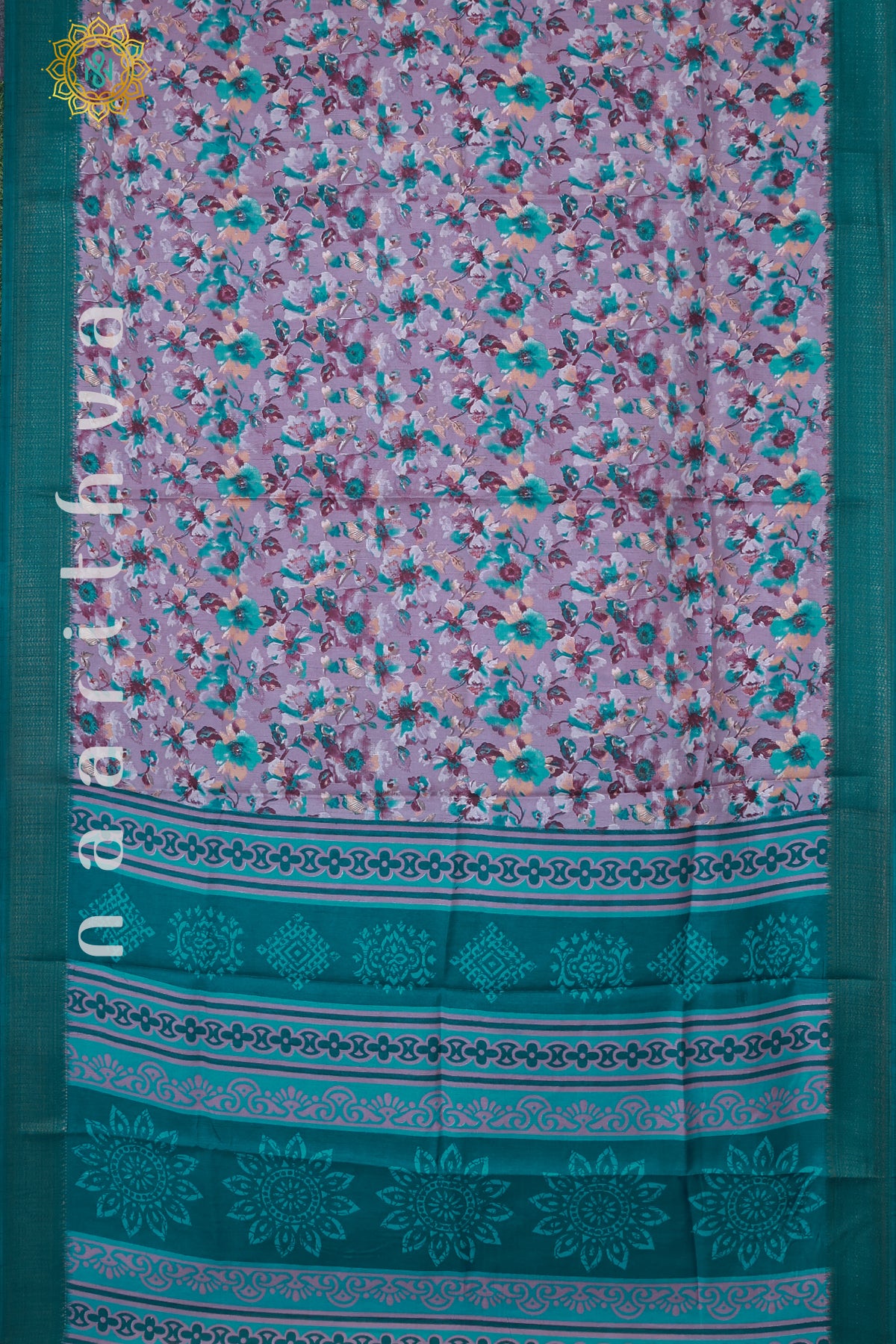 LAVENDER WITH CYAN GREEN - DOLA SILK