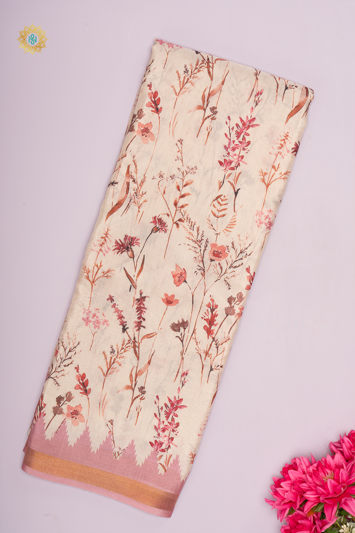 OFF WHITE WITH PEACH - SOFT TUSSAR