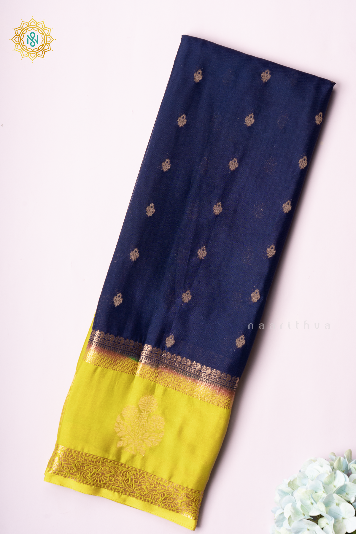 PURPLE WITH LEMON YELLOW - SEMI MYSORE CREPE SILK