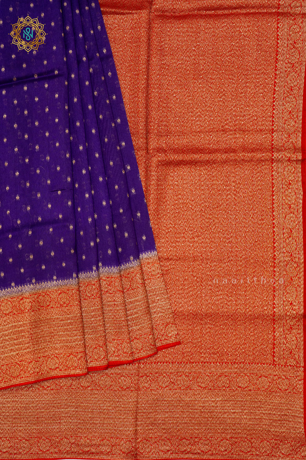 PURPLE WITH RED - SEMI BANRASI RAW SILK