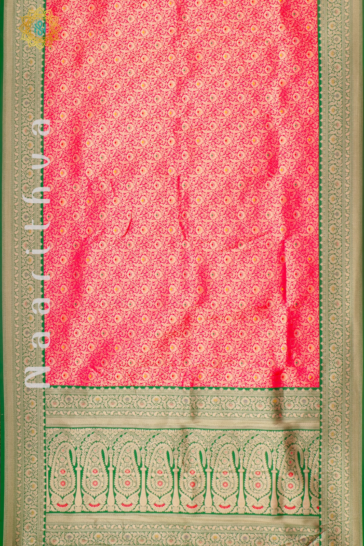 PINK WITH GREEN - SEMI KANCHI
