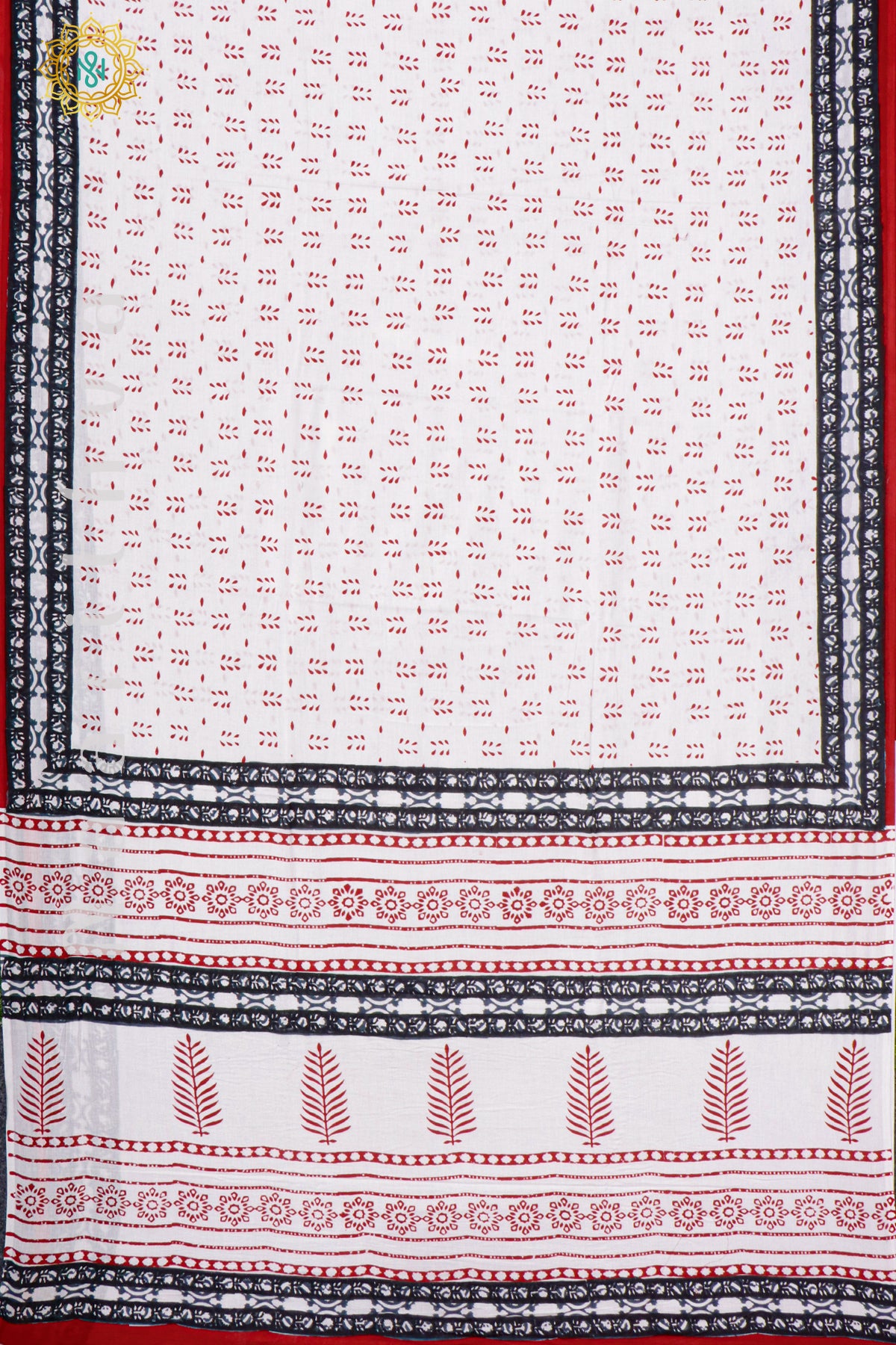 WHITE WITH RED - MUL COTTON