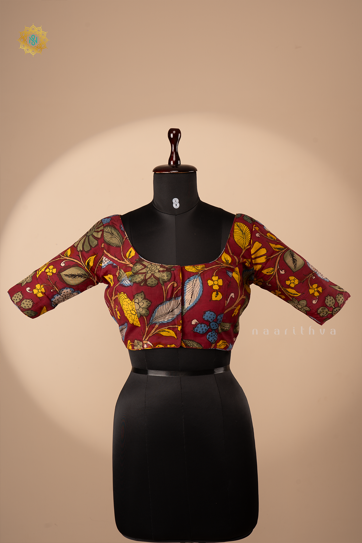 MAROOON - HAND PAINTED PEN KALAMKARI READYMADE BLOUSE