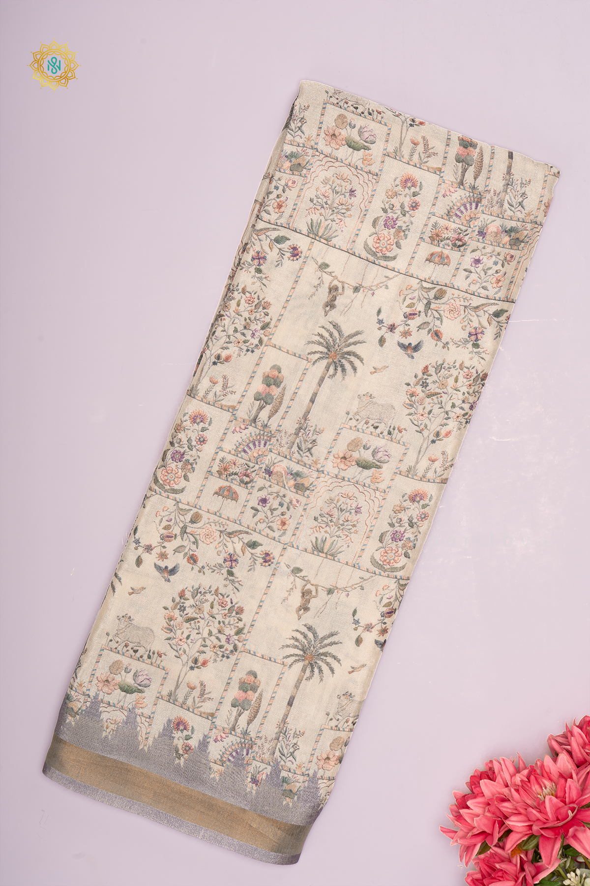 OFF WHITE WITH GREY - SOFT TUSSAR