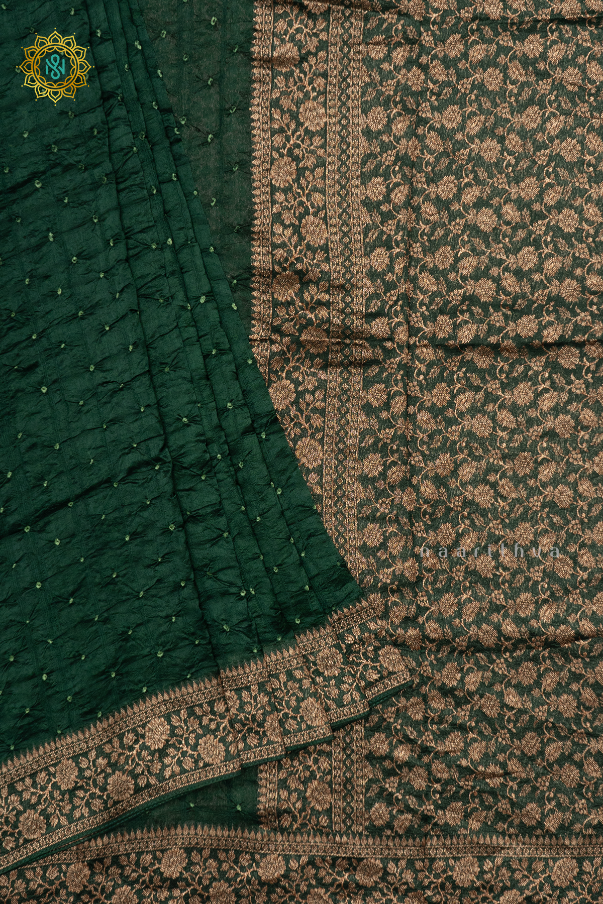 GREEN - SEMI TUSSAR WITH TIE & DYE