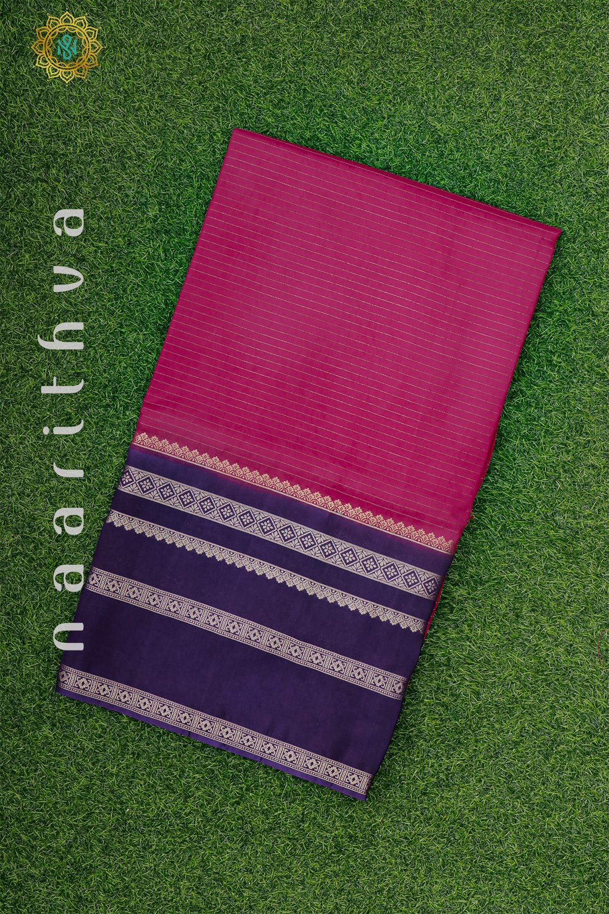 PINK WITH NAVY BLUE - DOLA SILK