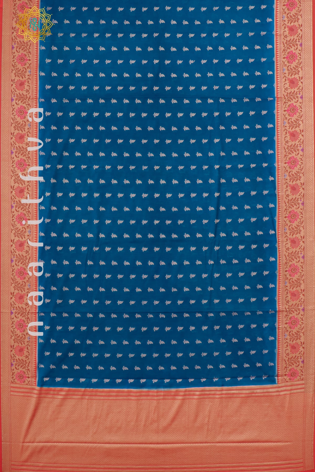 BLUE WITH RED - JUTE COTTON