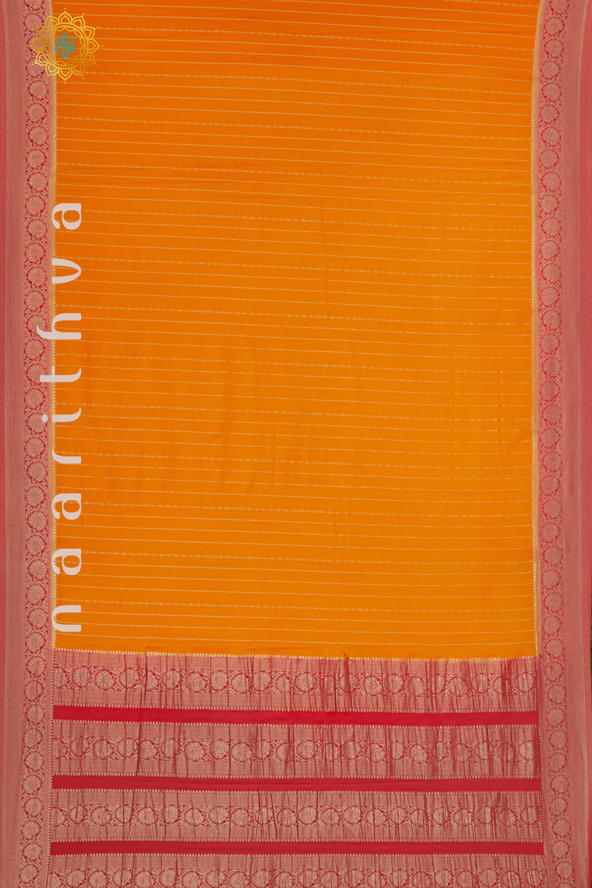 ORANGE WITH RED - SEMI MYSORE CREPE SILK