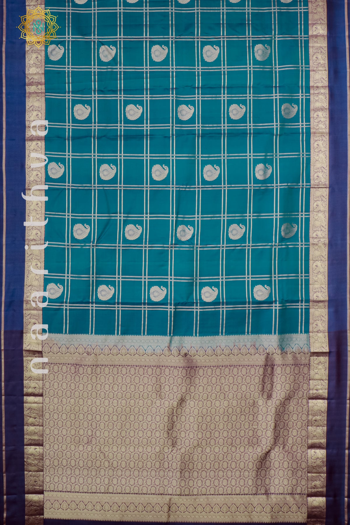 TEAL BLUE WITH PURPLE - PURE KANJIVARAM SILK