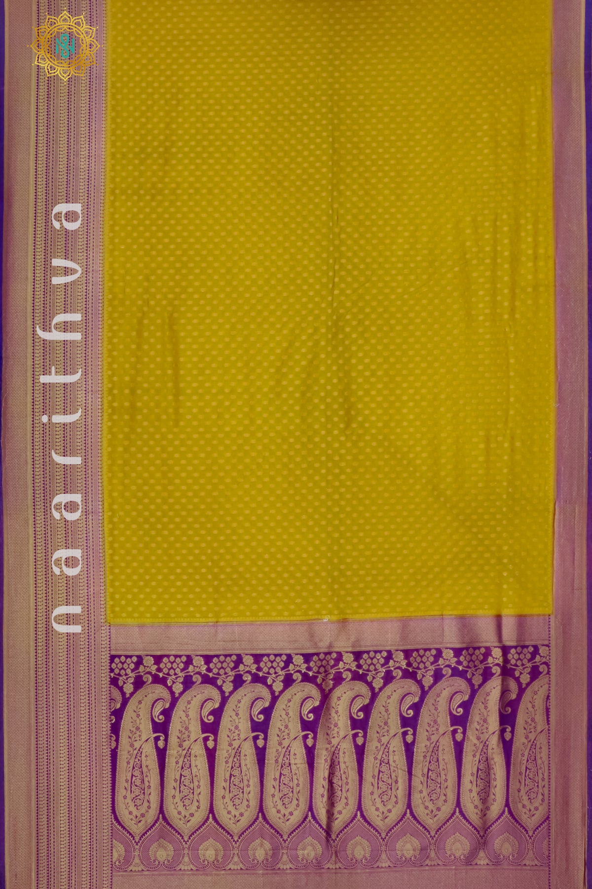 YELLOW WITH PURPLE - SEMI CREPE GEORGETTE