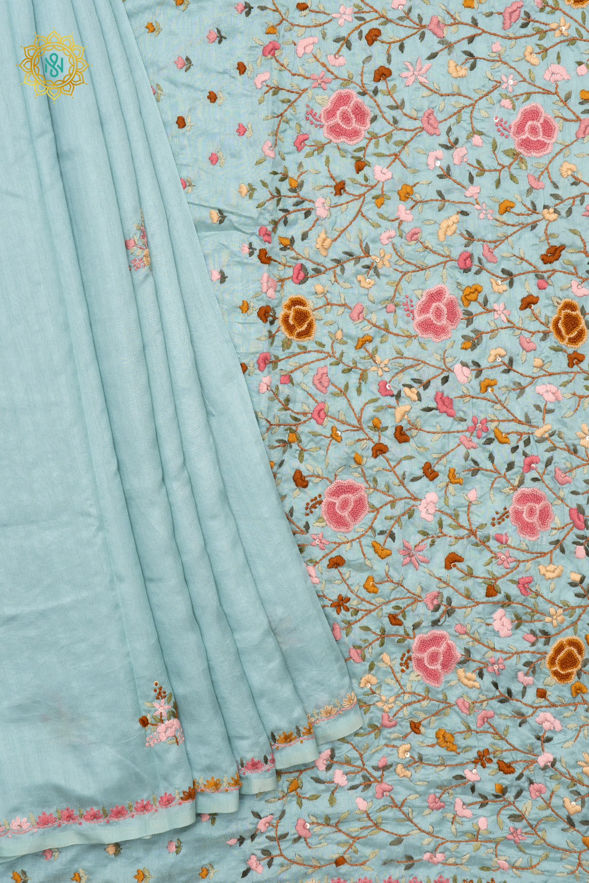 AQUA BLUE - SEMI TUSSAR SILK