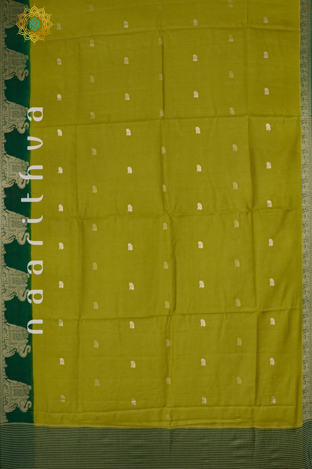 PARROT GREEN WITH BOTTLE GREEN - SEMI CREPE SILK